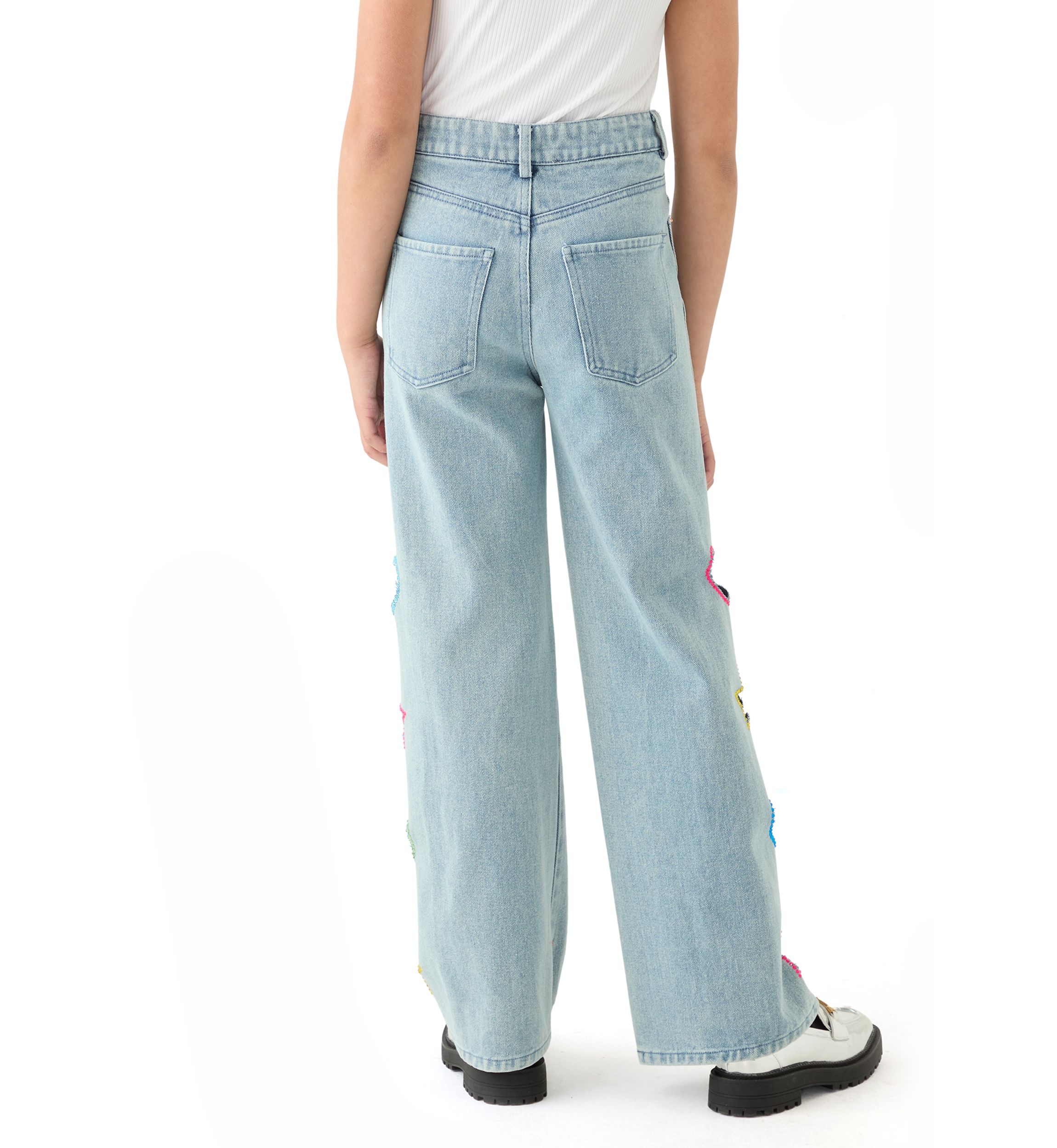 Girls 7-16 Stonewashed Wide Leg Jeans 