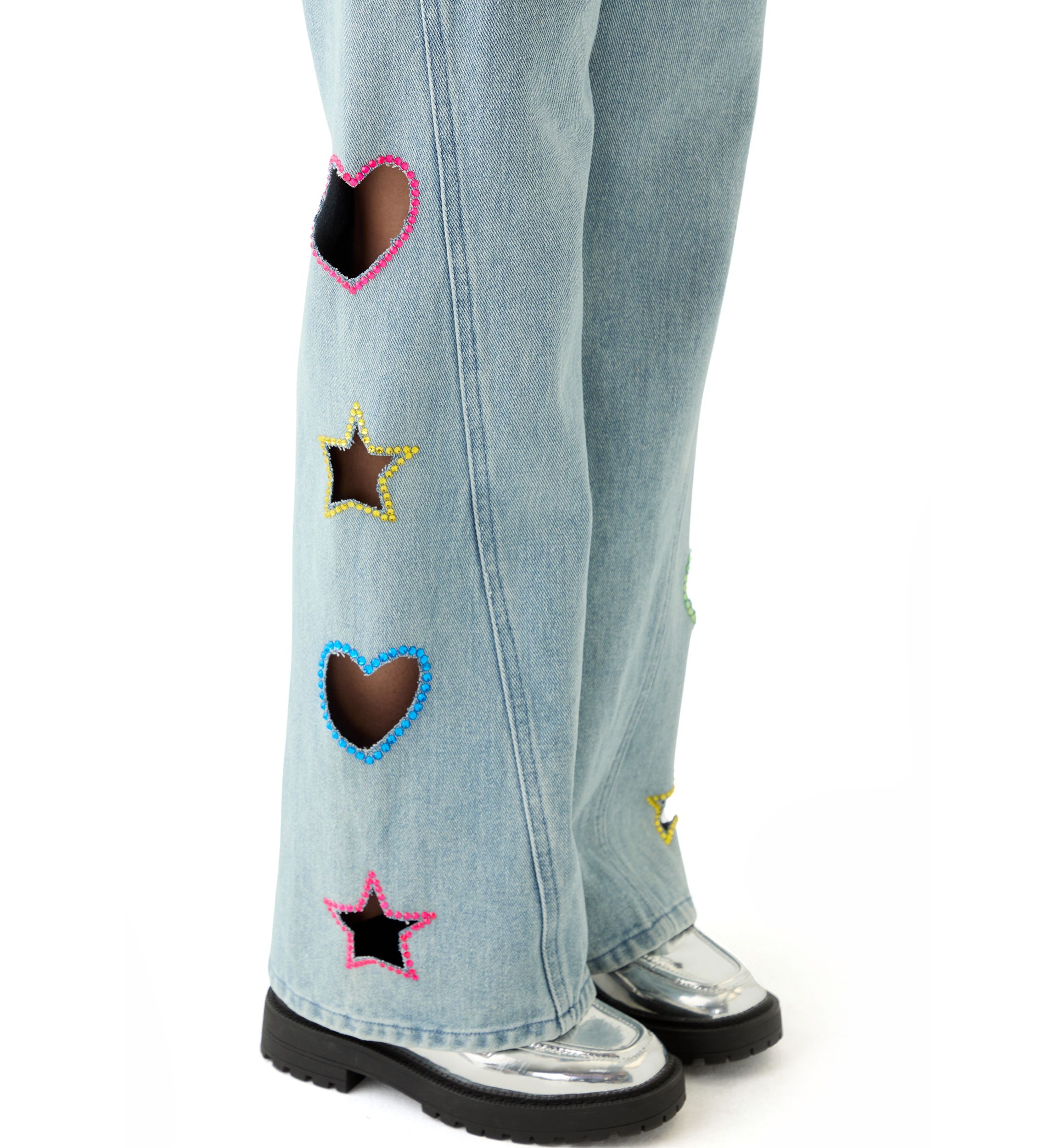 Girls 7-16 Stonewashed Wide Leg Jeans 