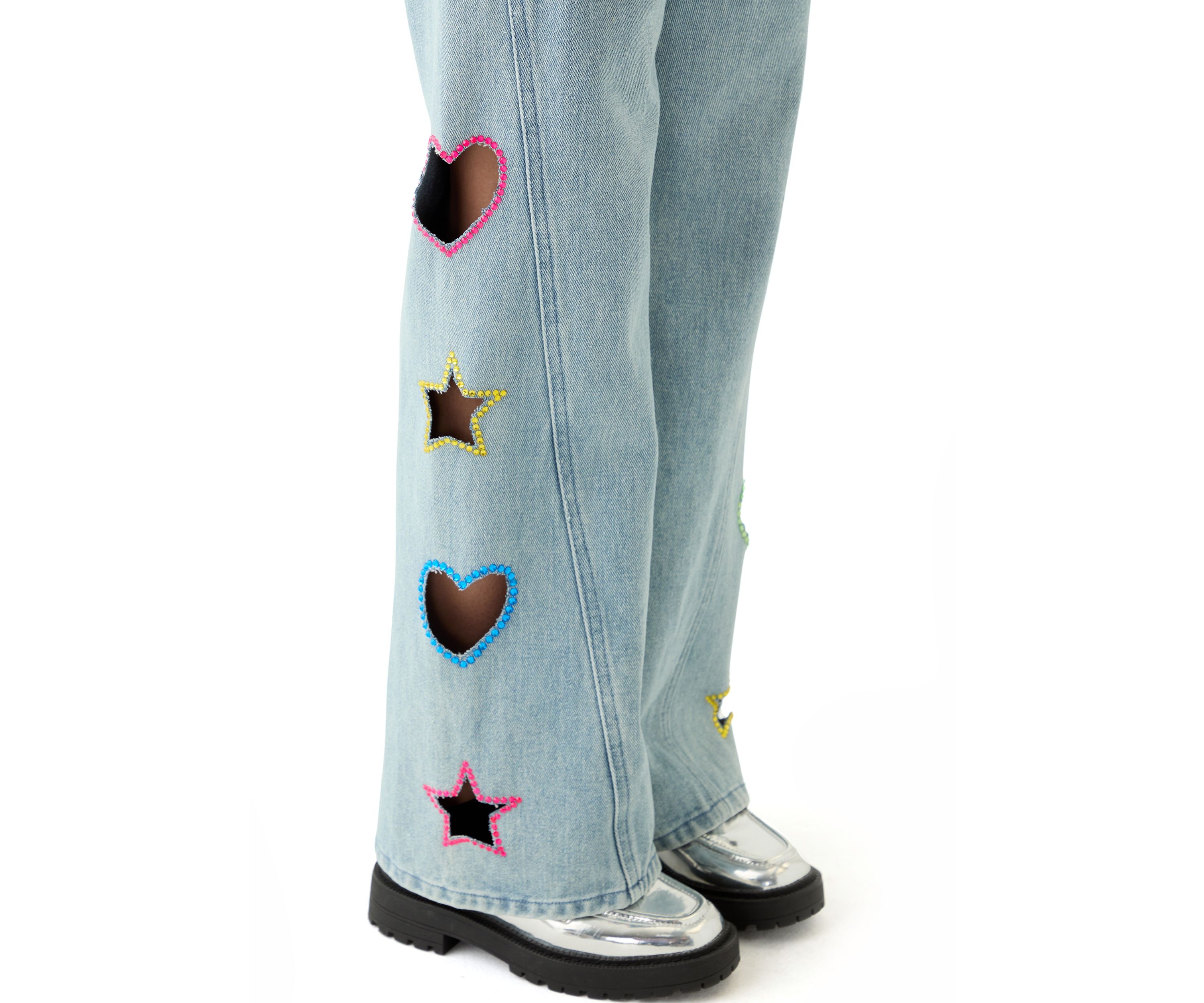 Girls 7-16 Stonewashed Wide Leg Jeans 