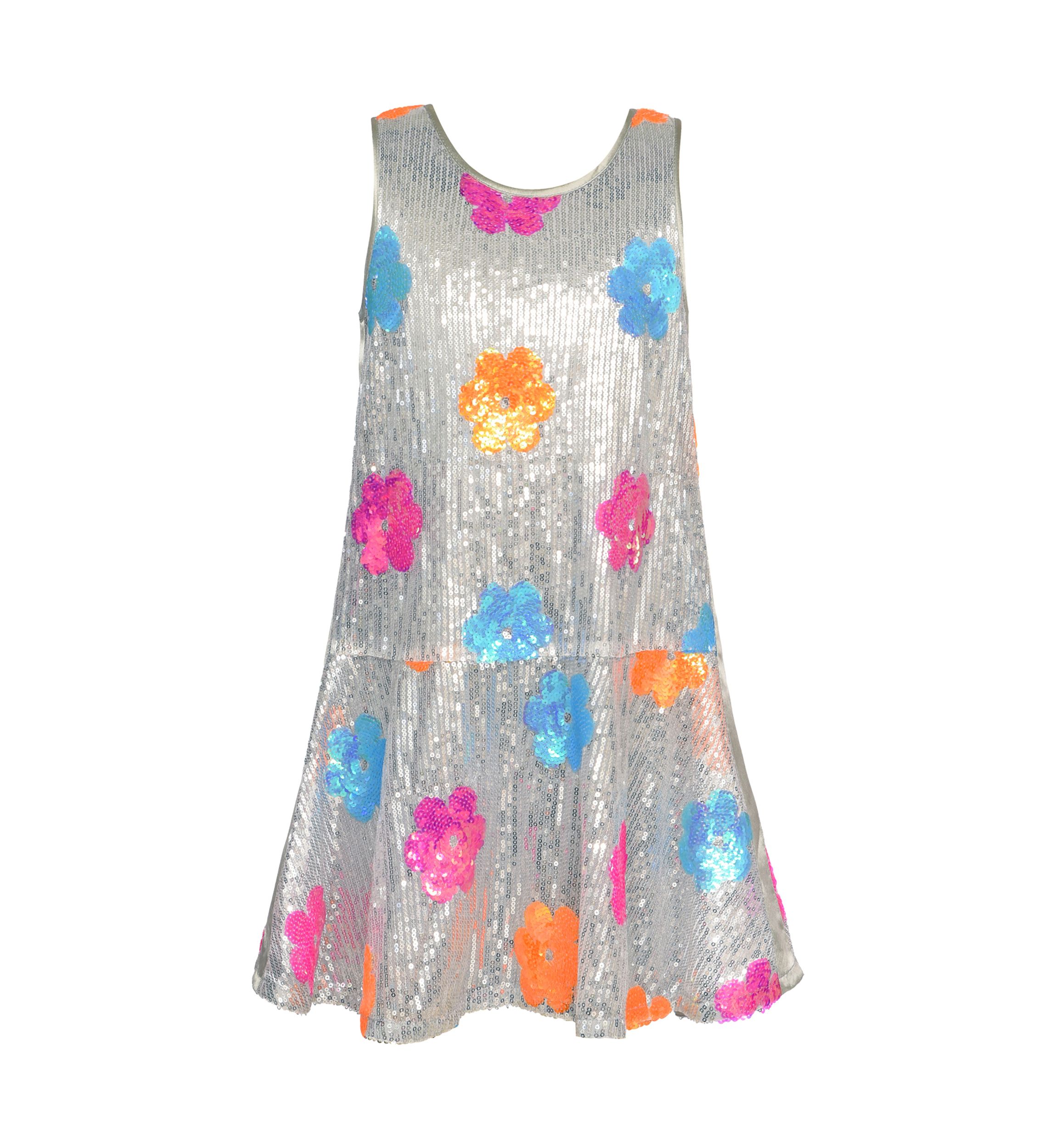 Girls 7-16 Neon Flowers Sequin Dress