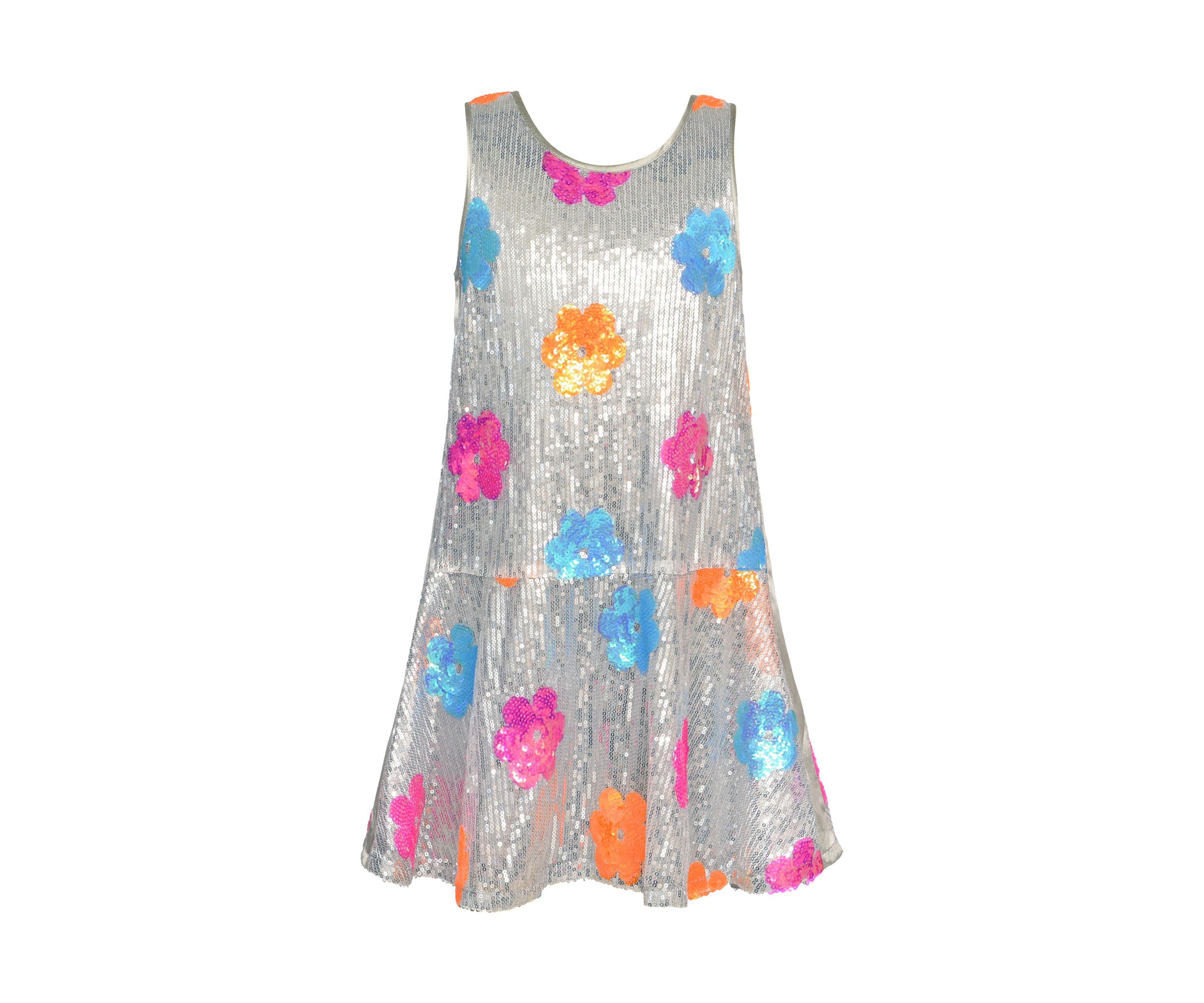 Girls 7-16 Neon Flowers Sequin Dress