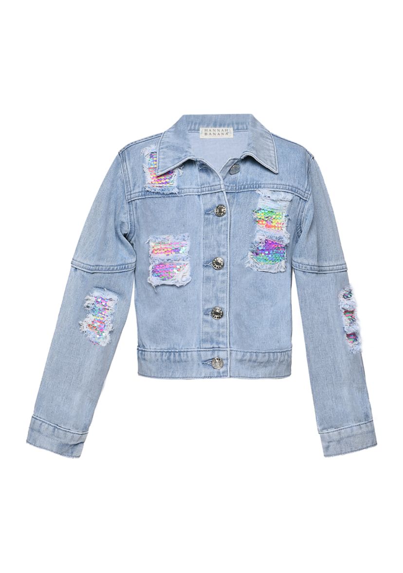 Girls 7-16 Patchwork Denim Jacket 