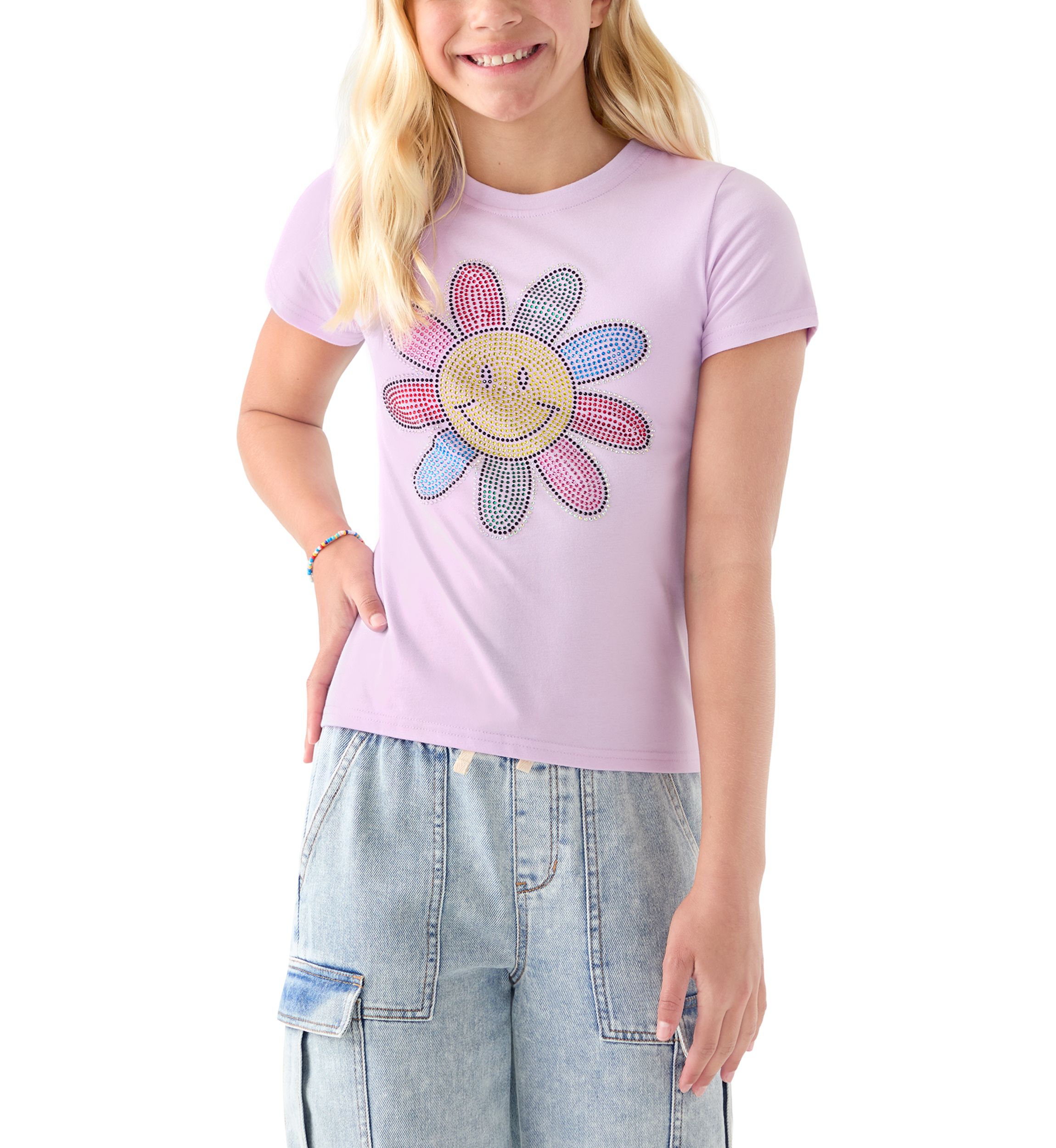 Girls 7-16 Smiley Flower Shirt