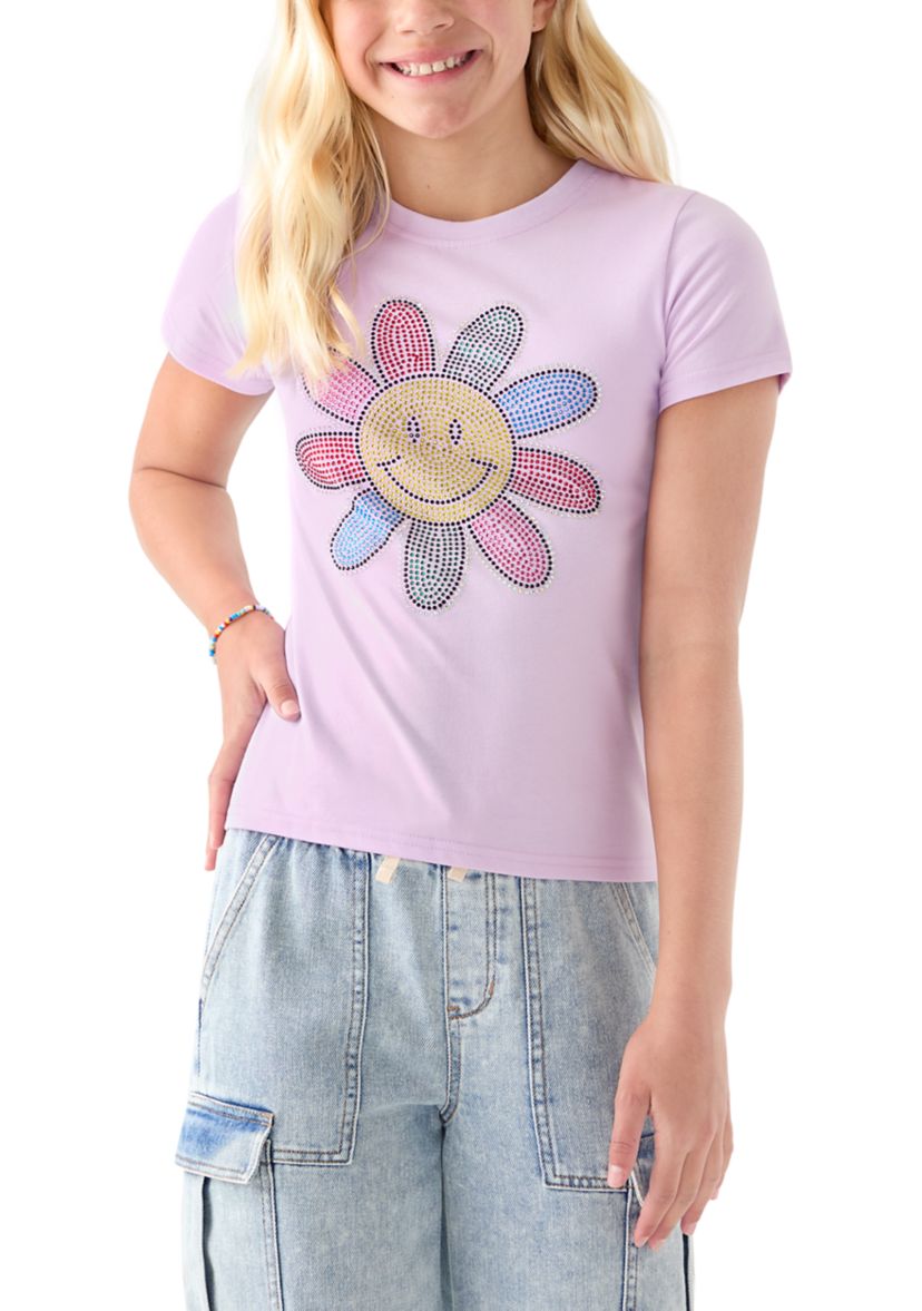 Girls 7-16 Smiley Flower Shirt