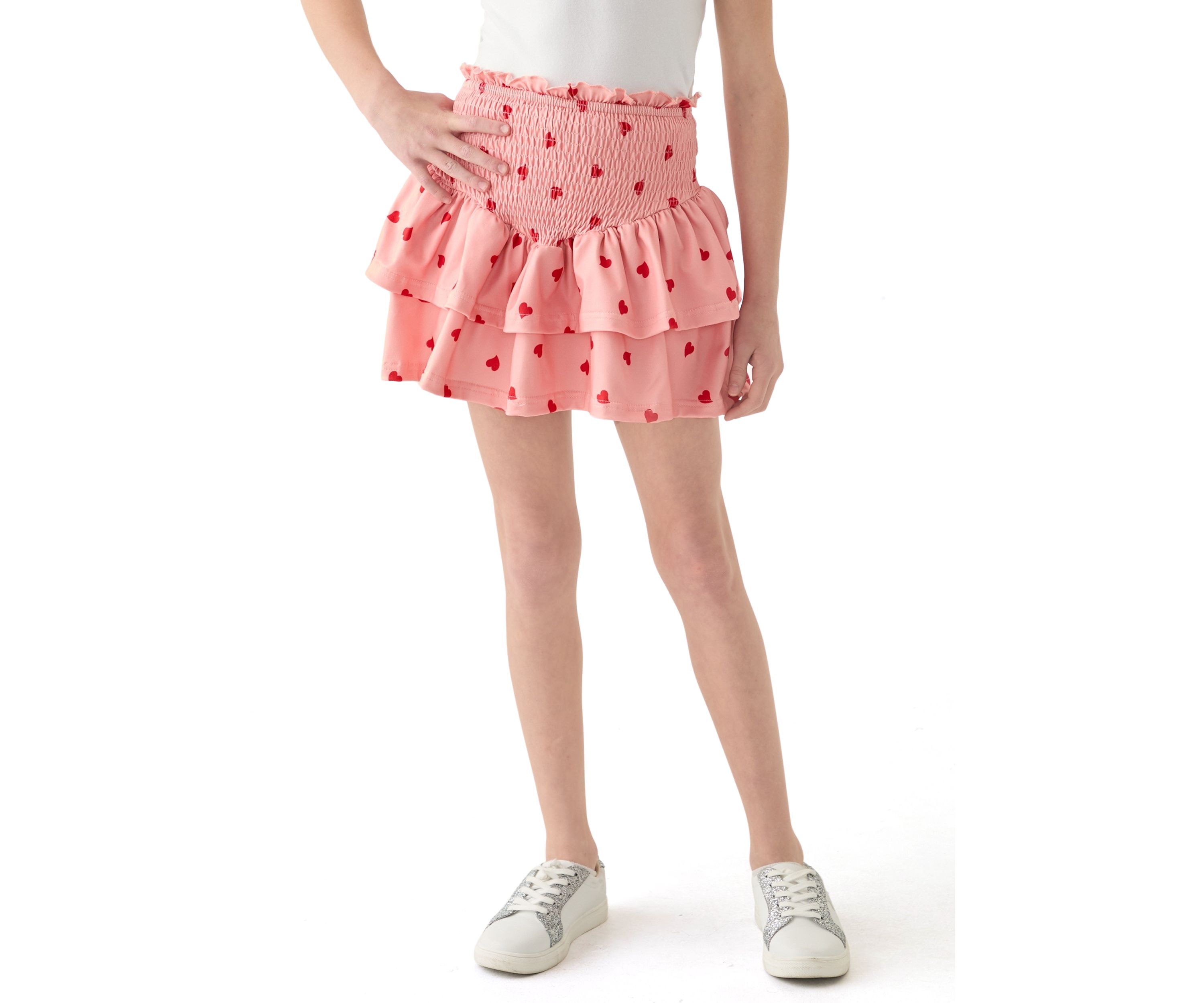Girls 7-16 Allover Heart Print Soft Jersey Skirt