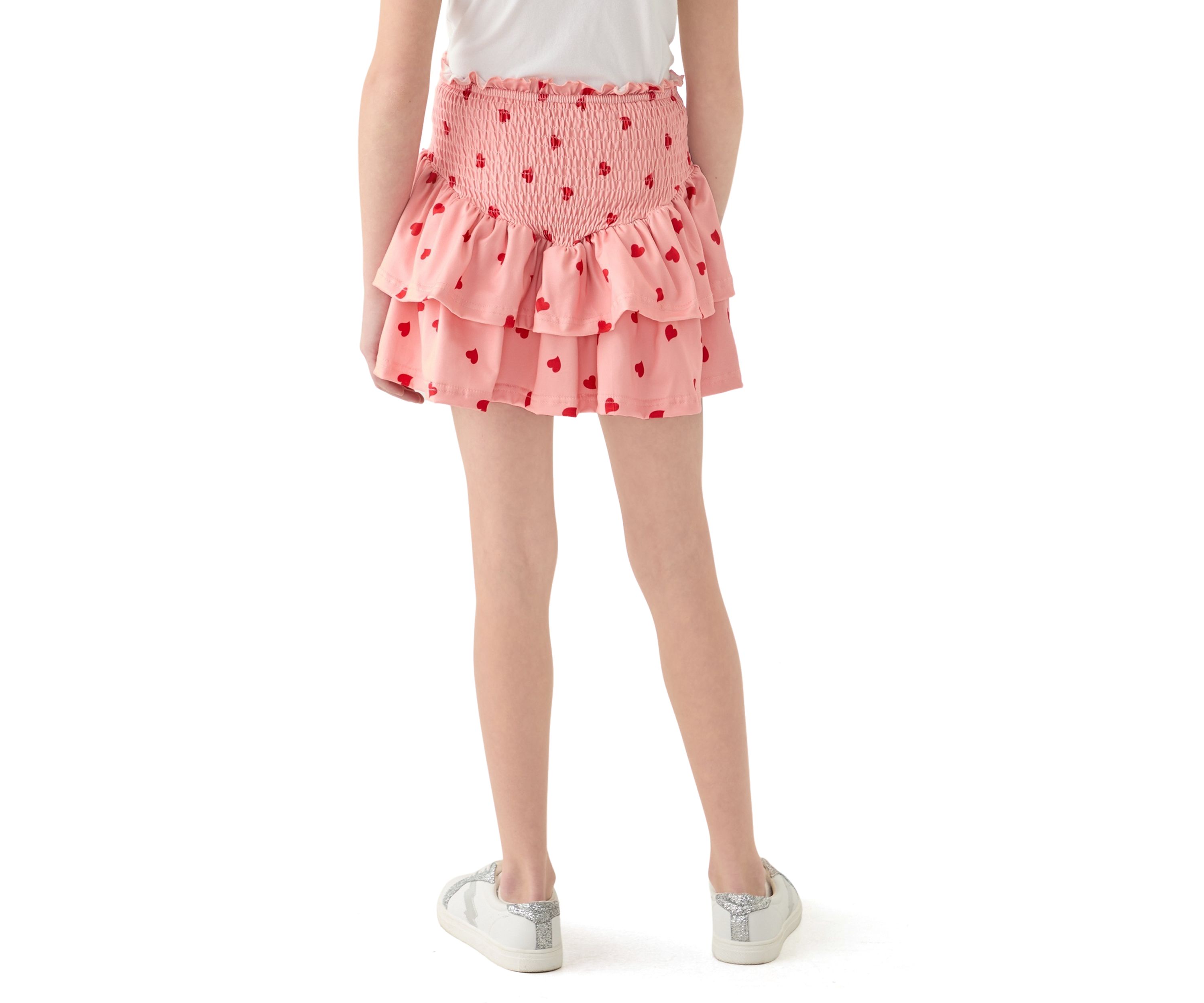 Girls 7-16 Allover Heart Print Soft Jersey Skirt