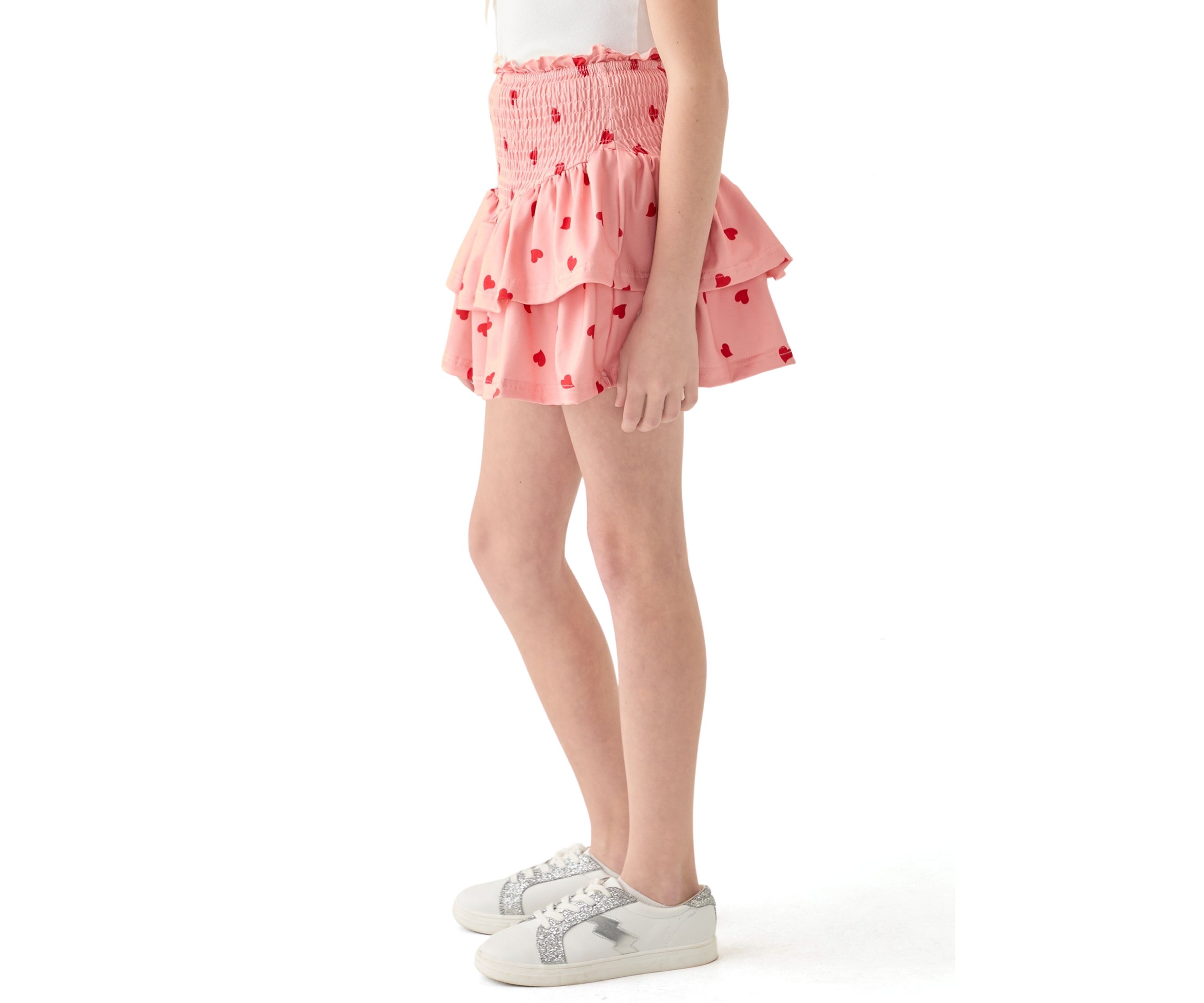 Girls 7-16 Allover Heart Print Soft Jersey Skirt