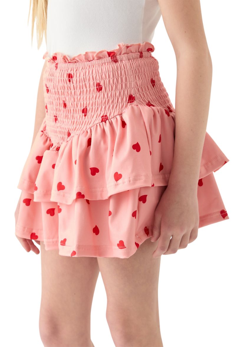 Girls 7-16 Allover Heart Print Soft Jersey Skirt