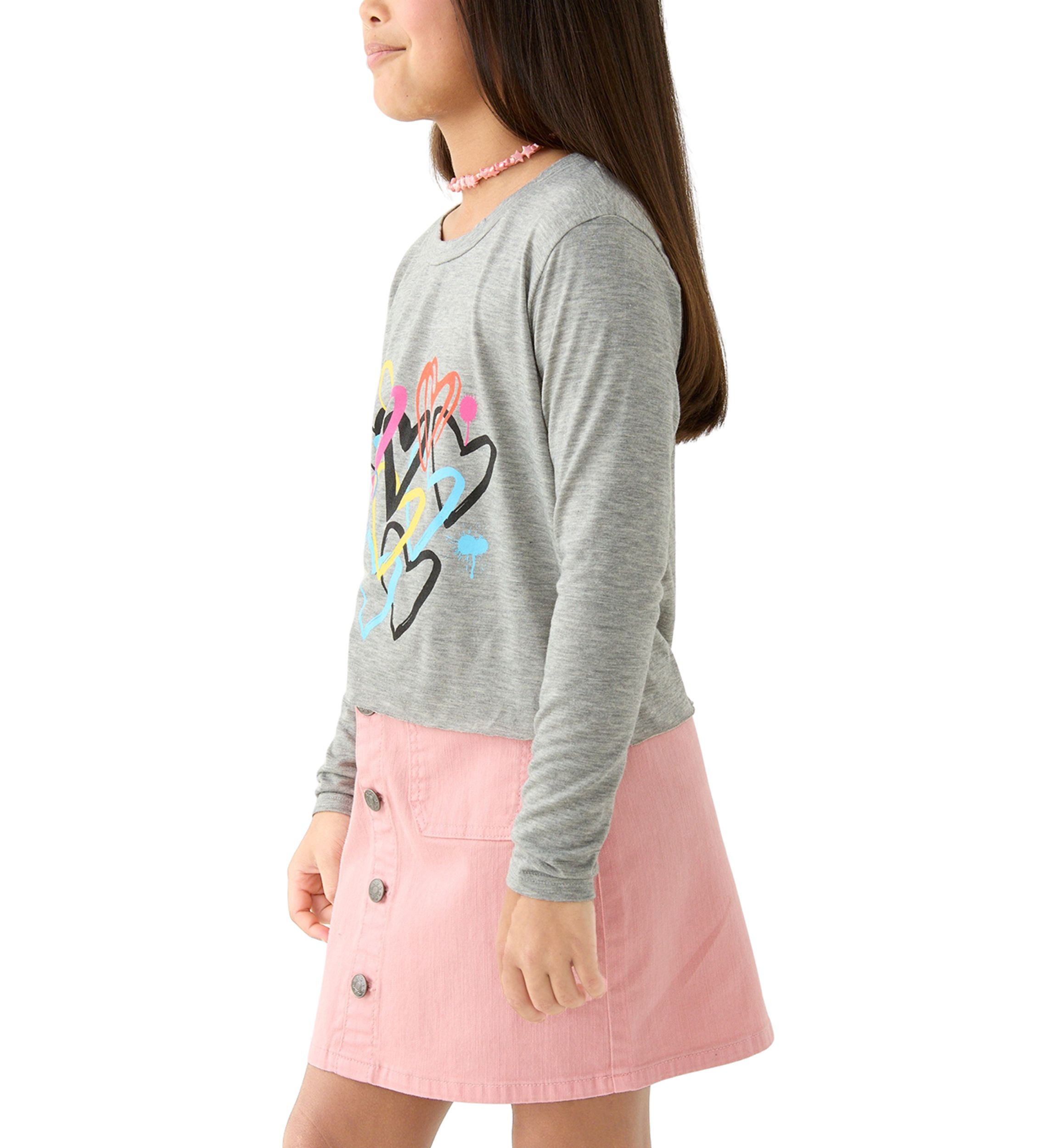 Girls 7-16 Graffiti Hearts Long Sleeve T-Shirt