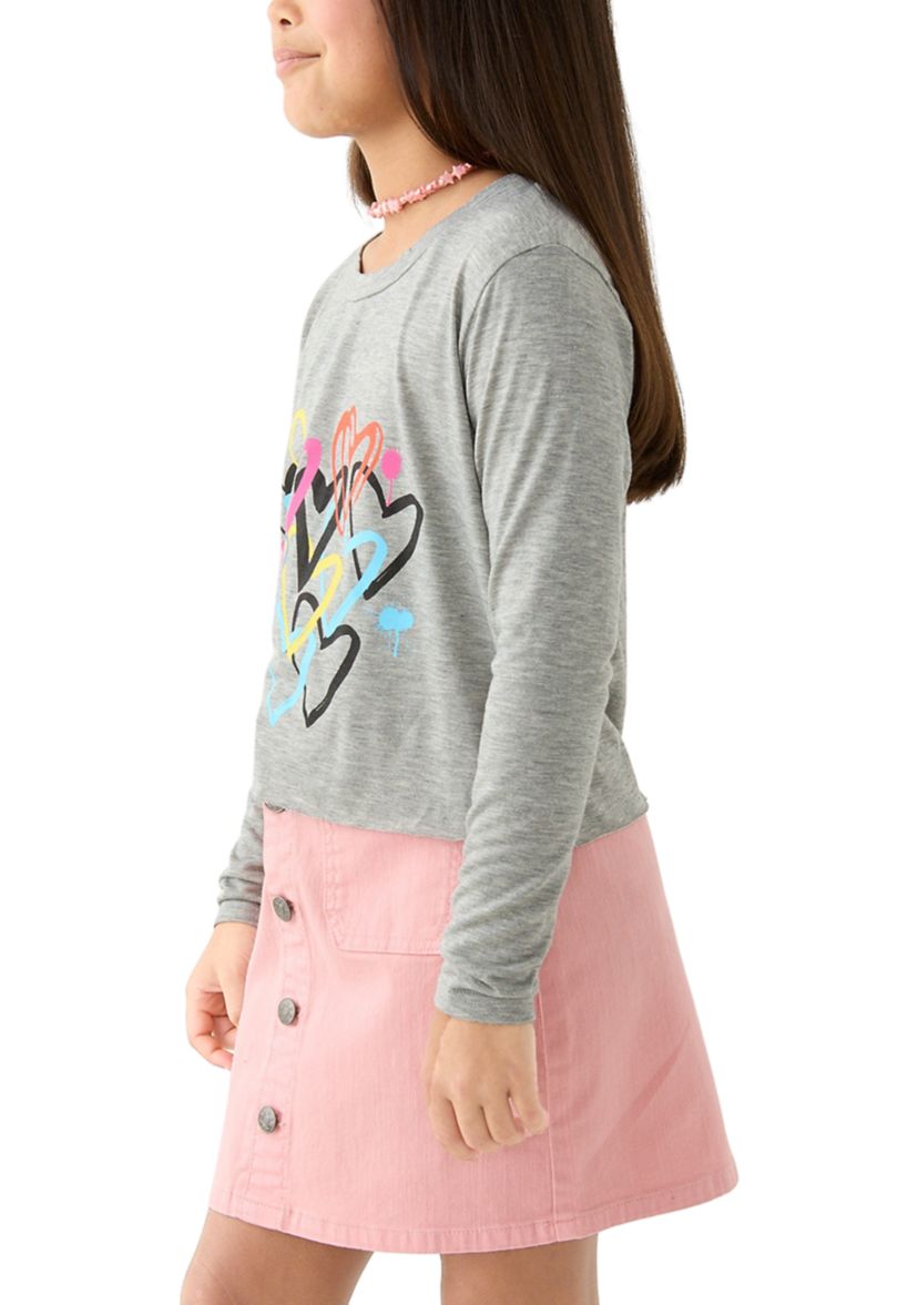 Girls 7-16 Graffiti Hearts Long Sleeve T-Shirt