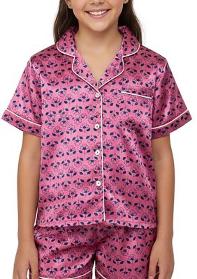 Tweenstyle Girls 7-16 Geo Floral 2-Piece Satin Pajama Set, 14 Pre-Teen
