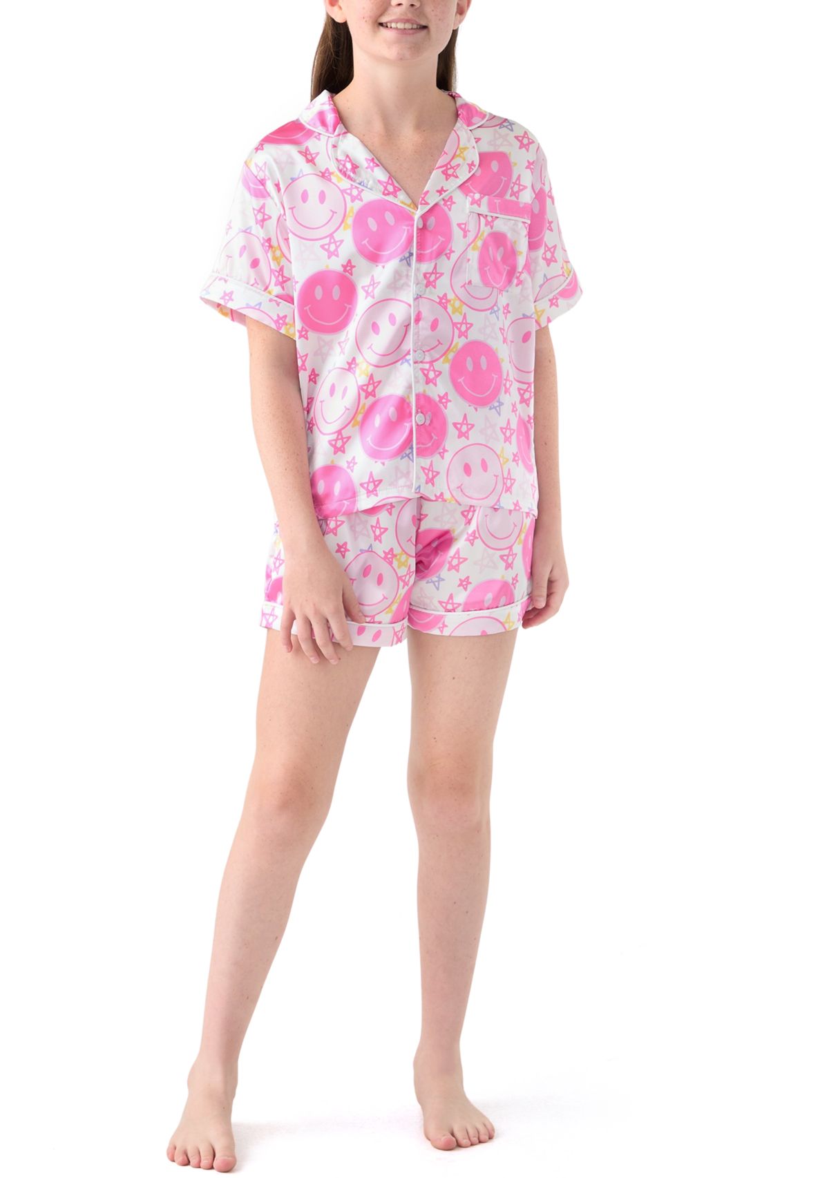 Girls 7-16 Smiley Face and Stars Lounge Set 