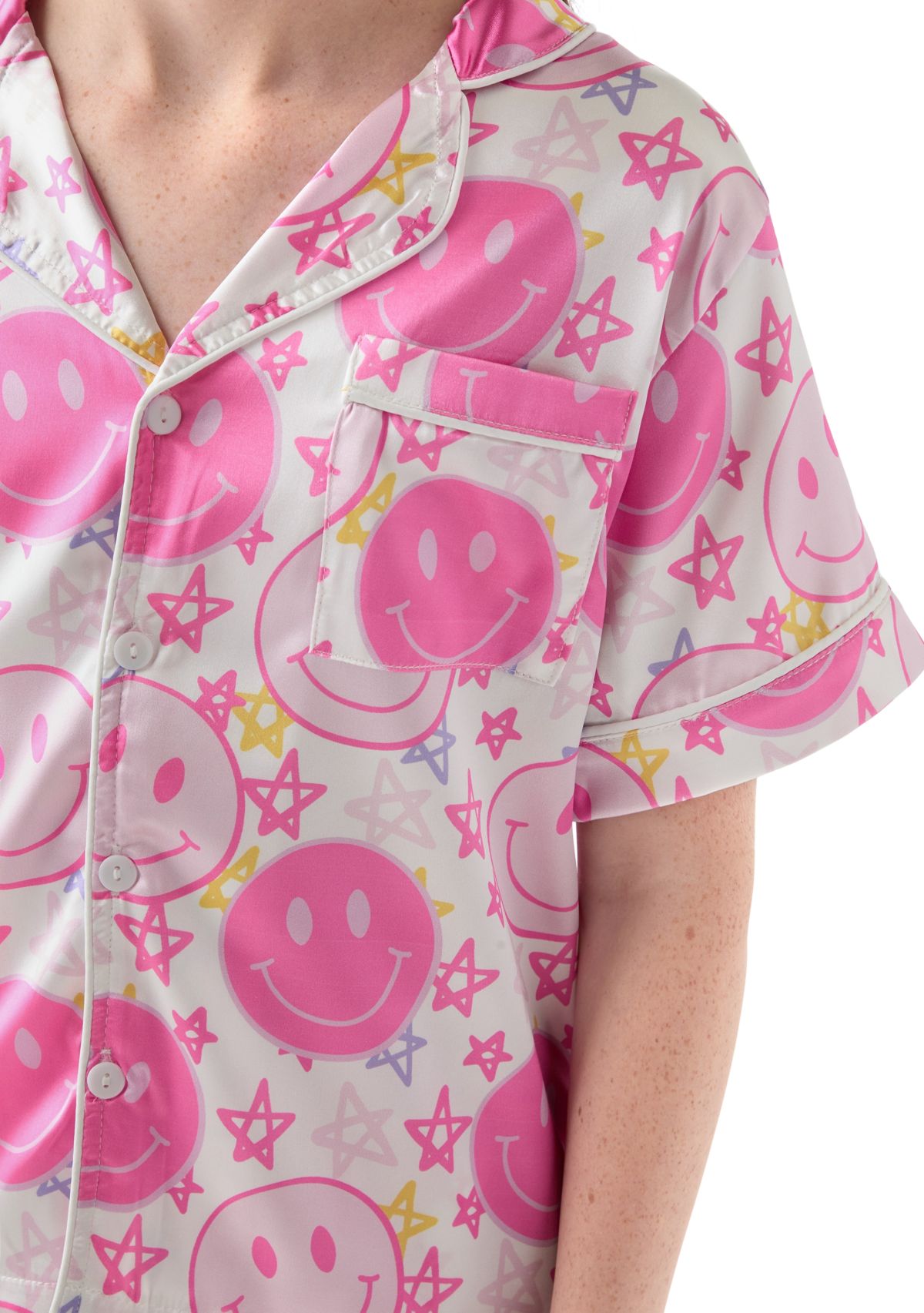Girls 7-16 Smiley Face and Stars Lounge Set 