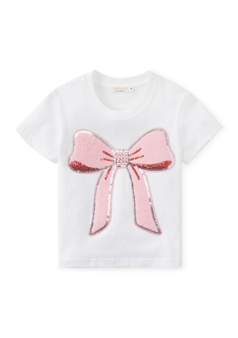 Girls 7-16 Big Chenille Bow with Rhinestones Graphic T-Shirt 