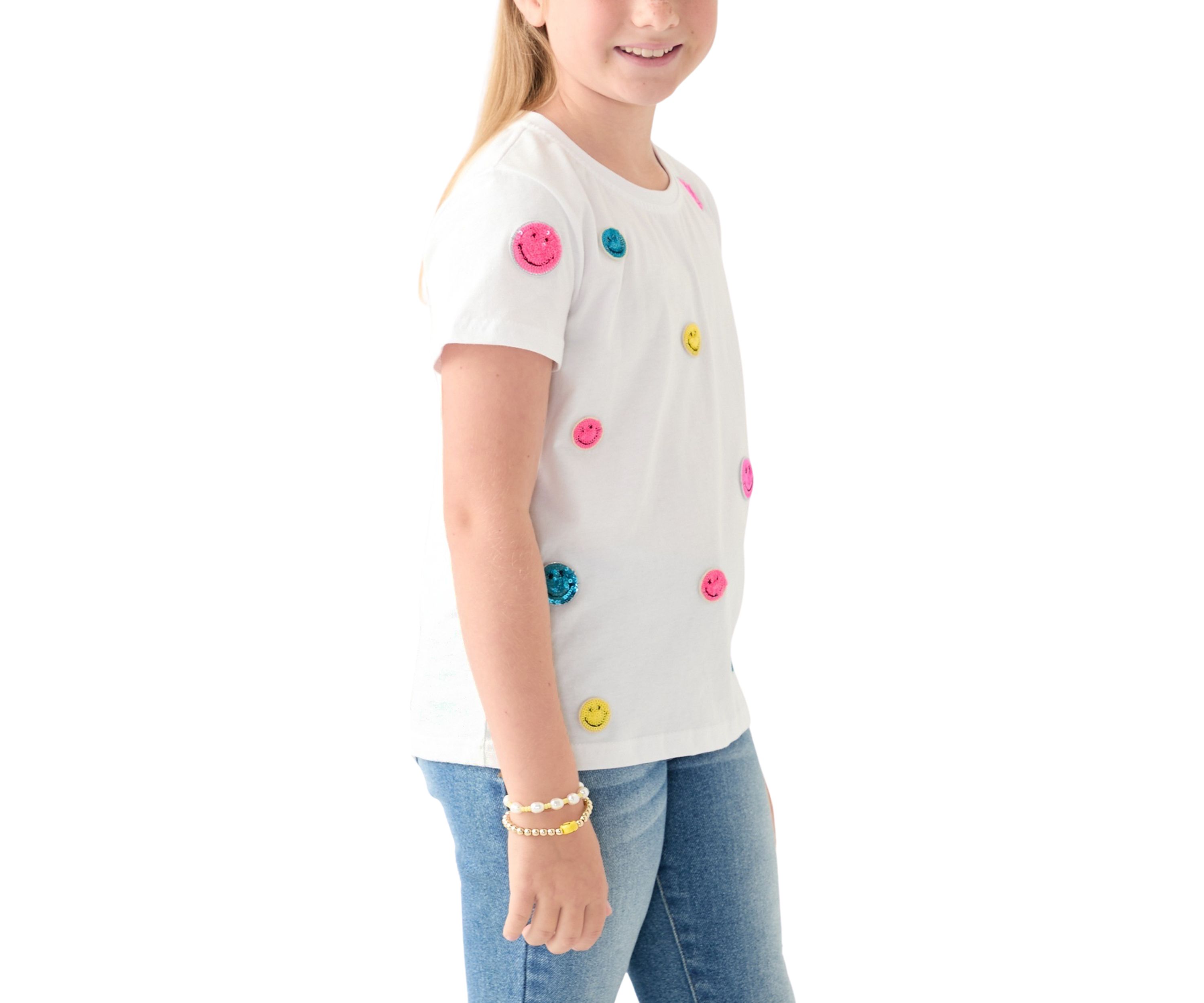Girls 7-16 Sequin Smiles Jersey Printed T-Shirt