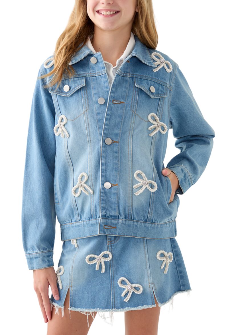 Girls 7-16 Bows Denim Jacket