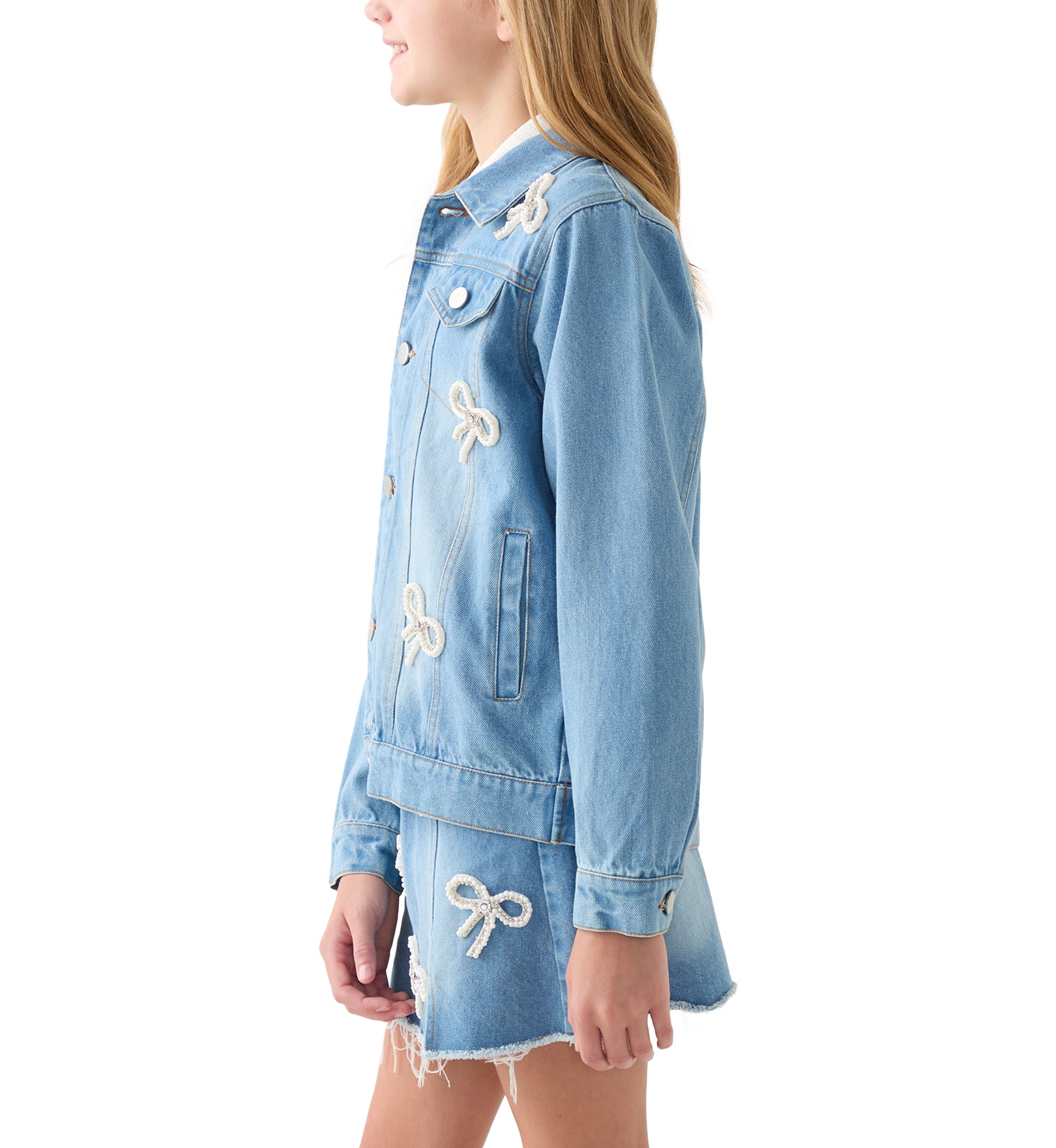 Girls 7-16 Bows Denim Jacket
