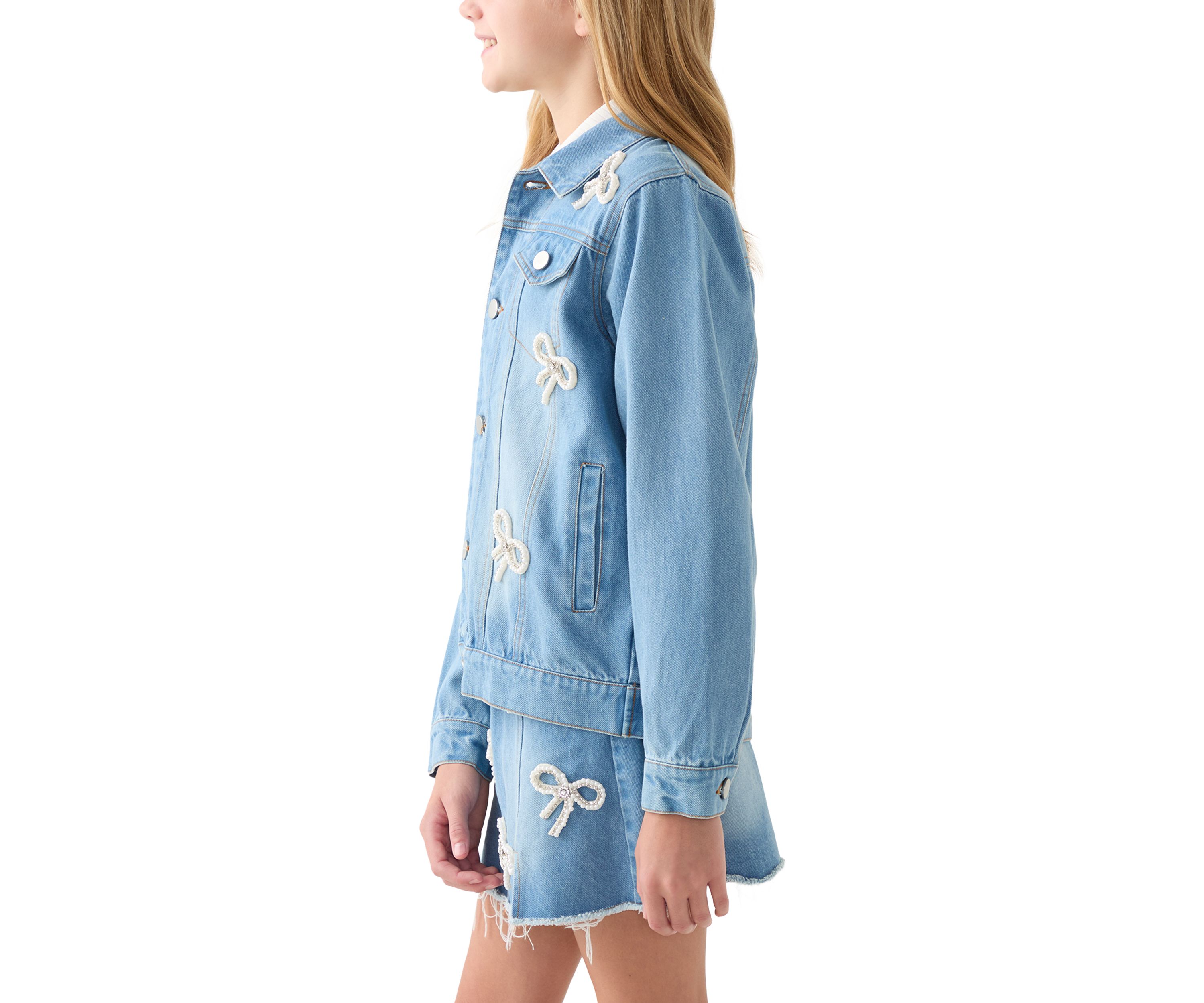 Girls 7-16 Bows Denim Jacket