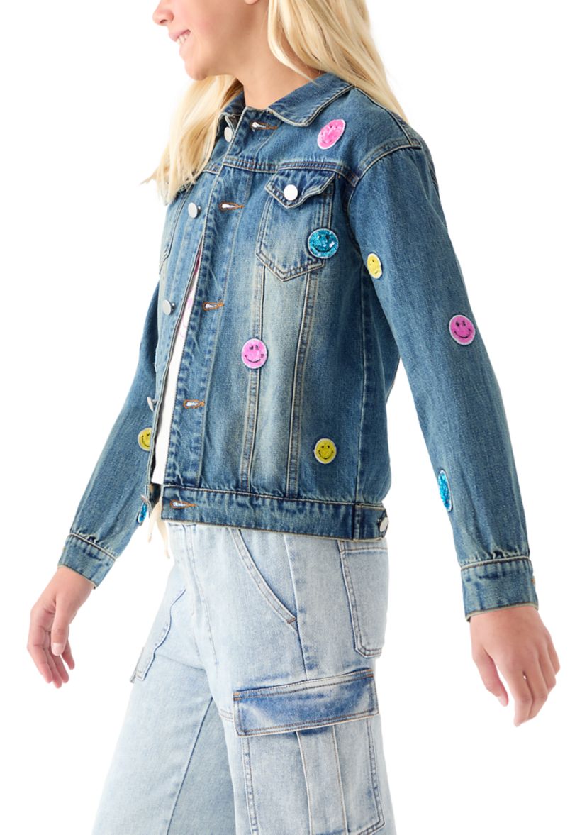 Girls 7-16 Smiles Sequin Patch Denim Jacket