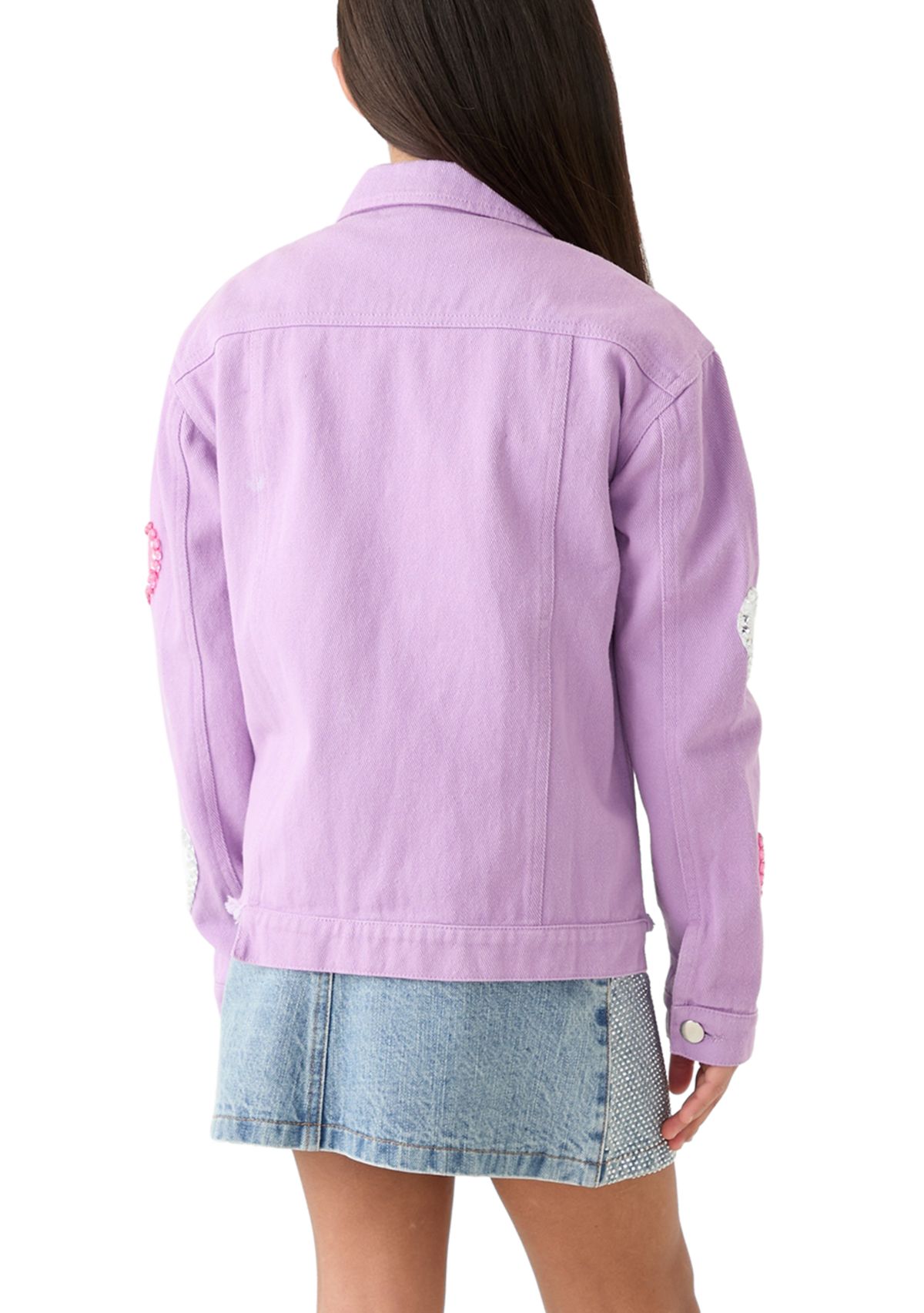 Girls 7-16 Denim Jacket with Heart Appliqué