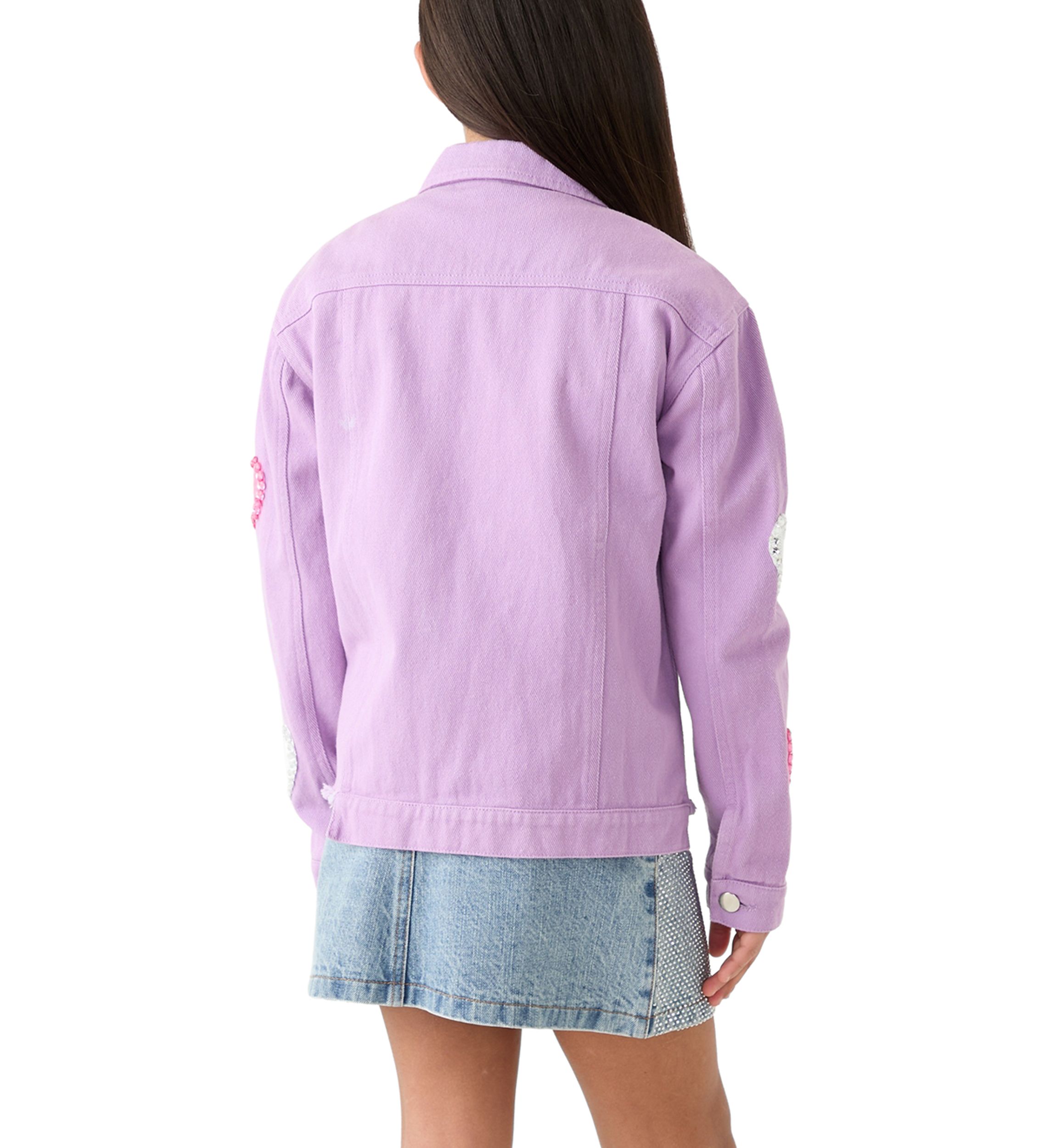 Girls 7-16 Denim Jacket with Heart Appliqué
