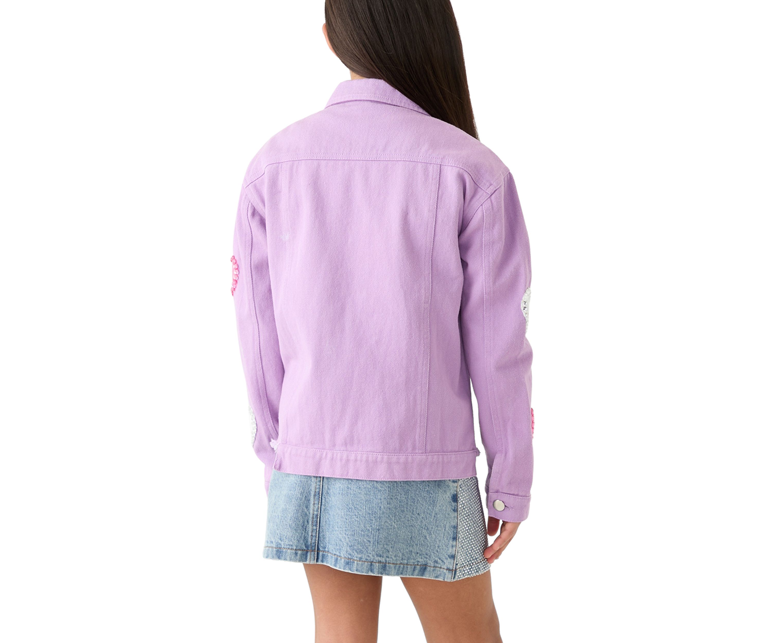 Girls 7-16 Denim Jacket with Heart Appliqué