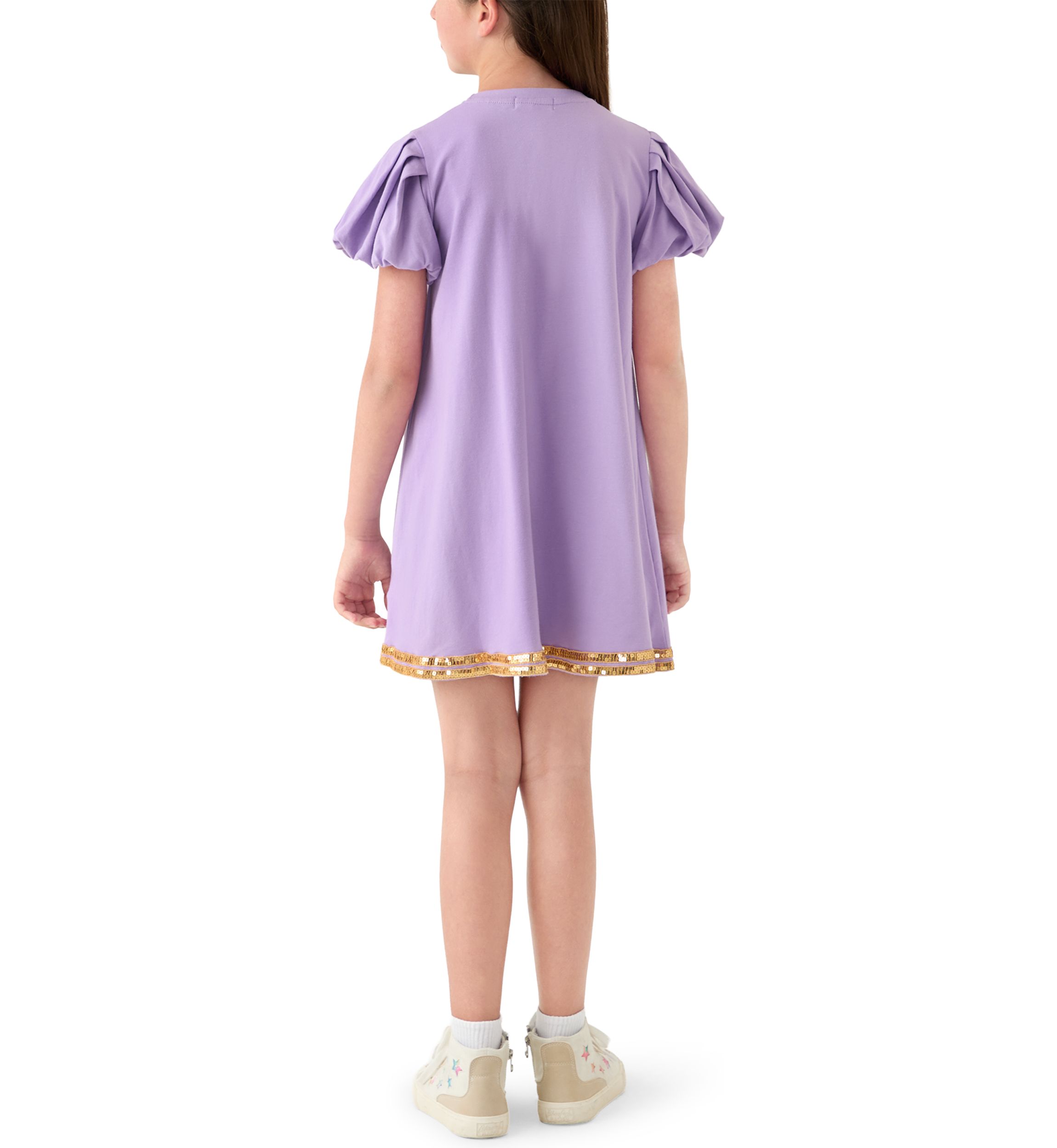 Girls 7-16 Sequin Football Bubble Sleeve Dress