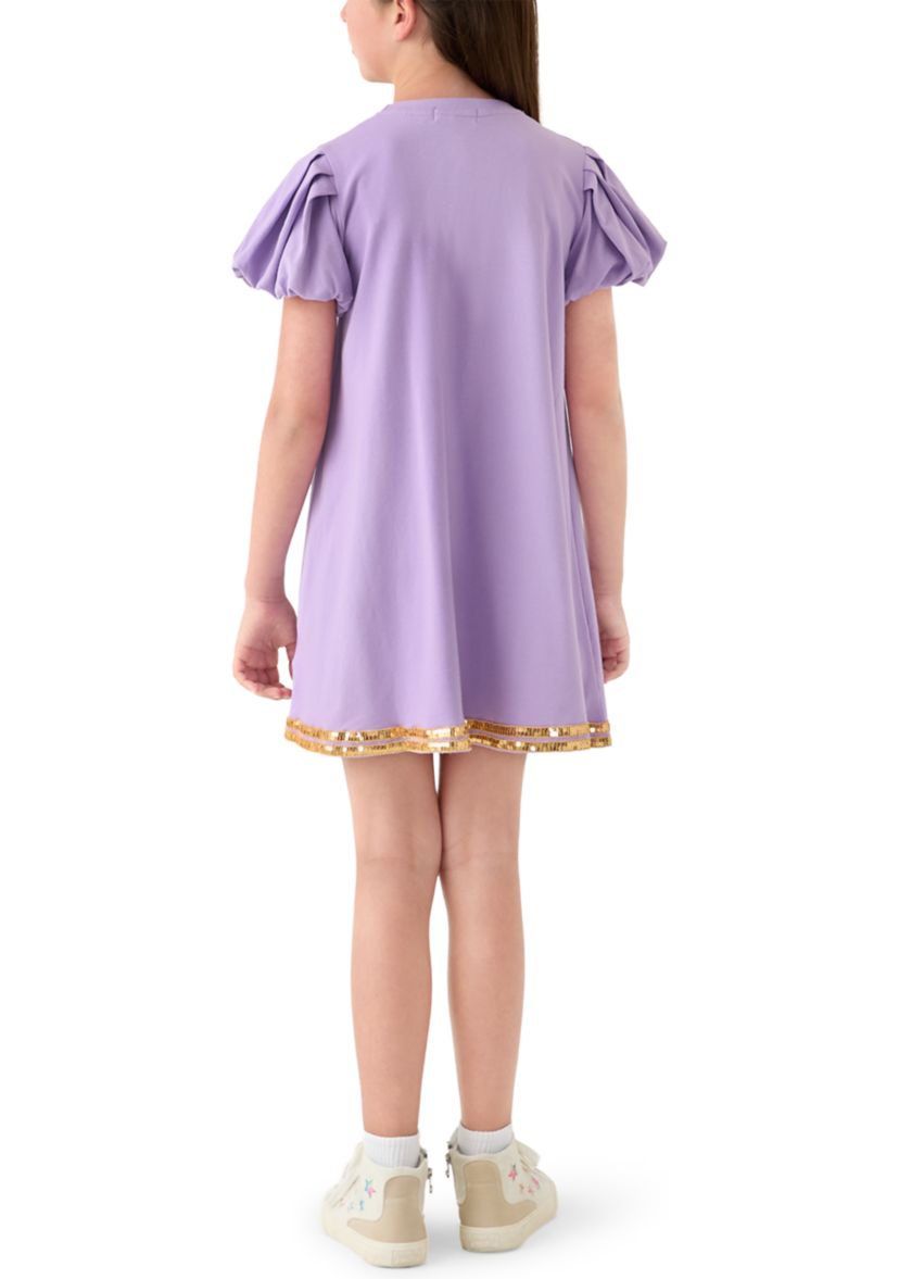 Girls 7-16 Sequin Football Bubble Sleeve Dress