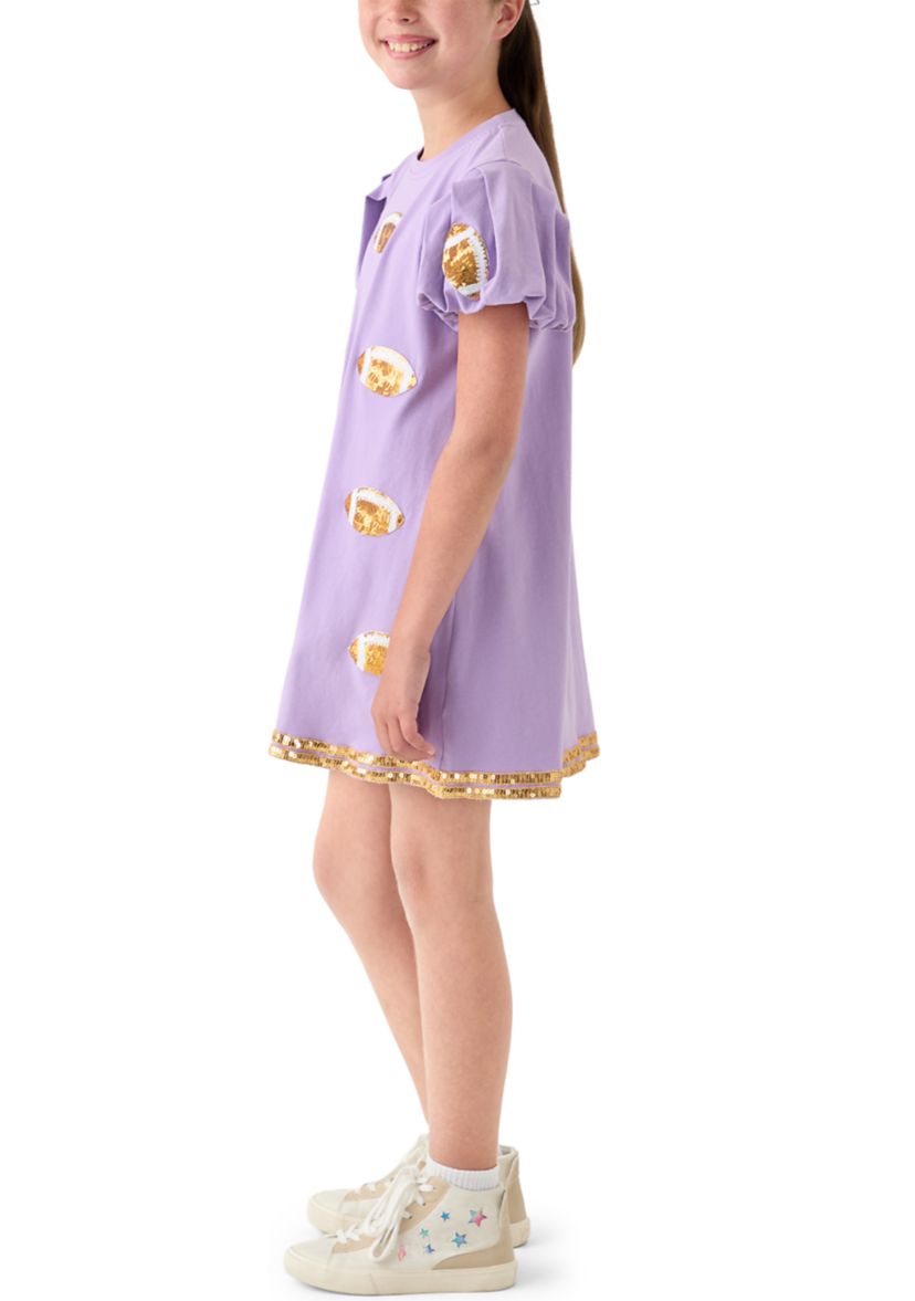 Girls 7-16 Sequin Football Bubble Sleeve Dress