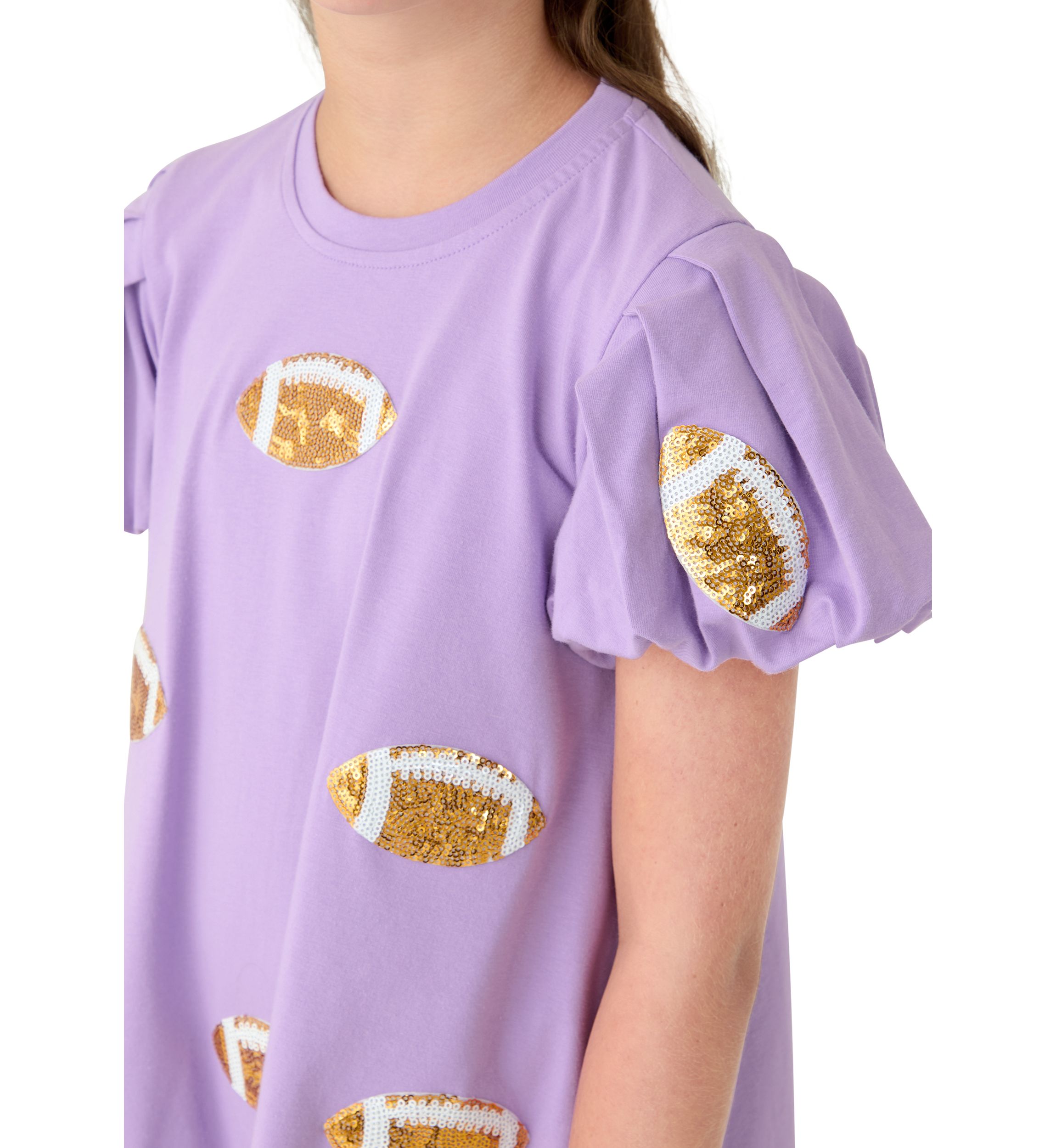Girls 7-16 Sequin Football Bubble Sleeve Dress