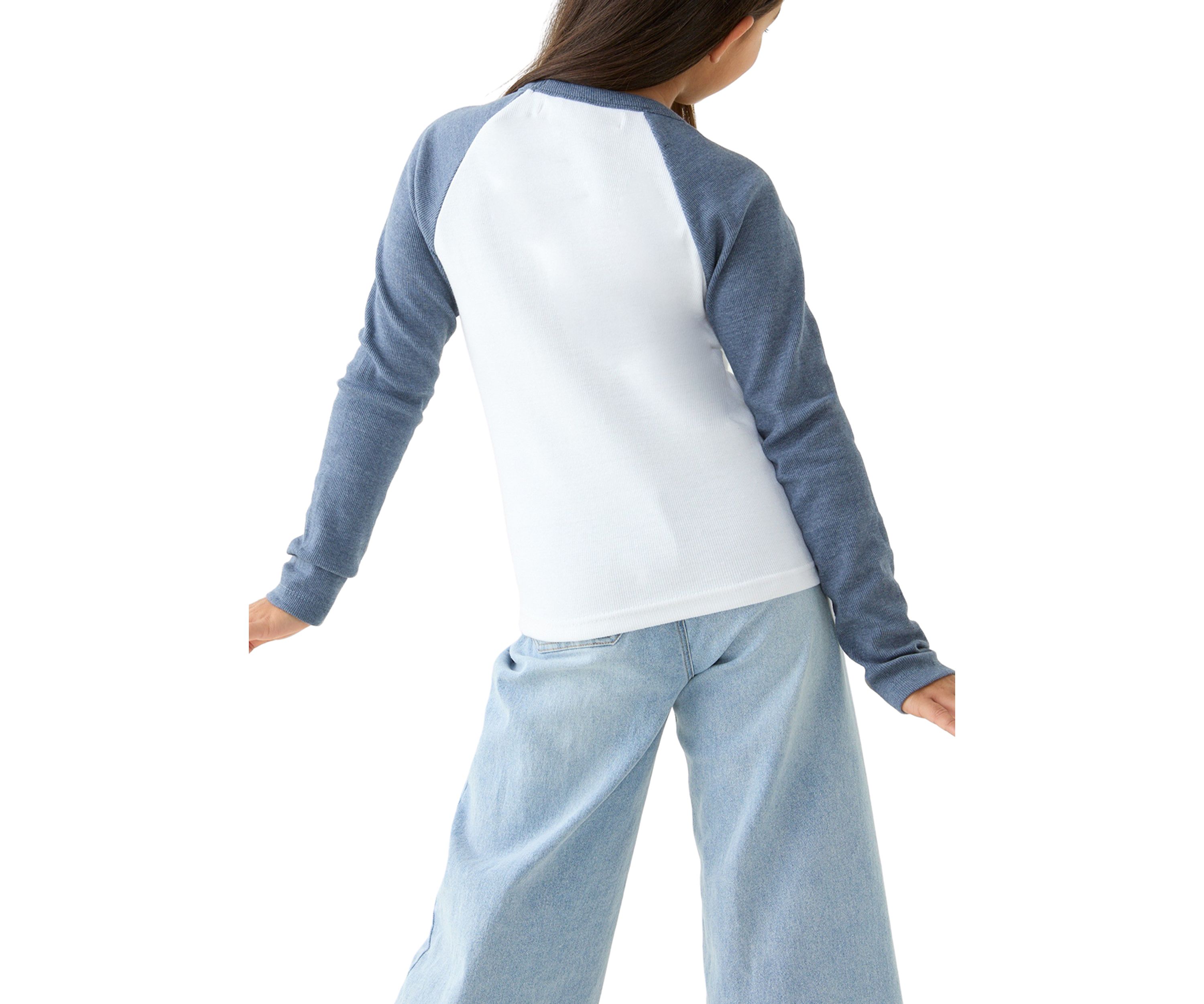 Girls 7-16 Long Sleeve Raglan T-Shirt with Star Patch