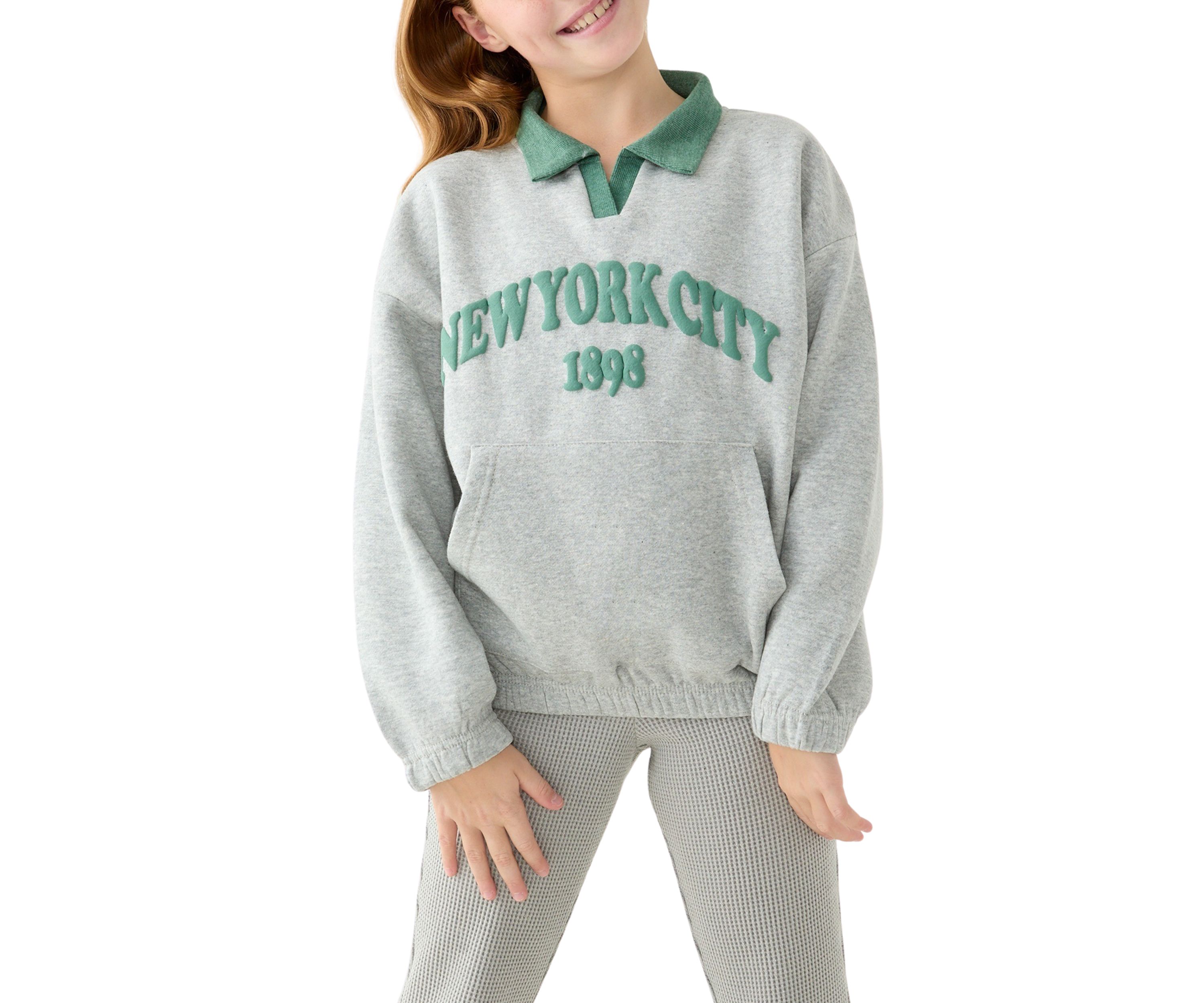 Girls 7-16 New York City Varsity Collared Sweatshirt