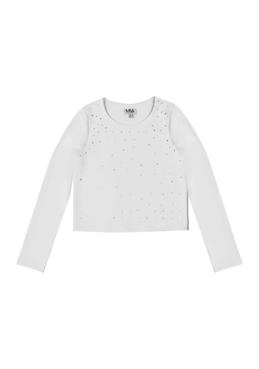 Girls 7-16 Glam Rhinestone Knit Top