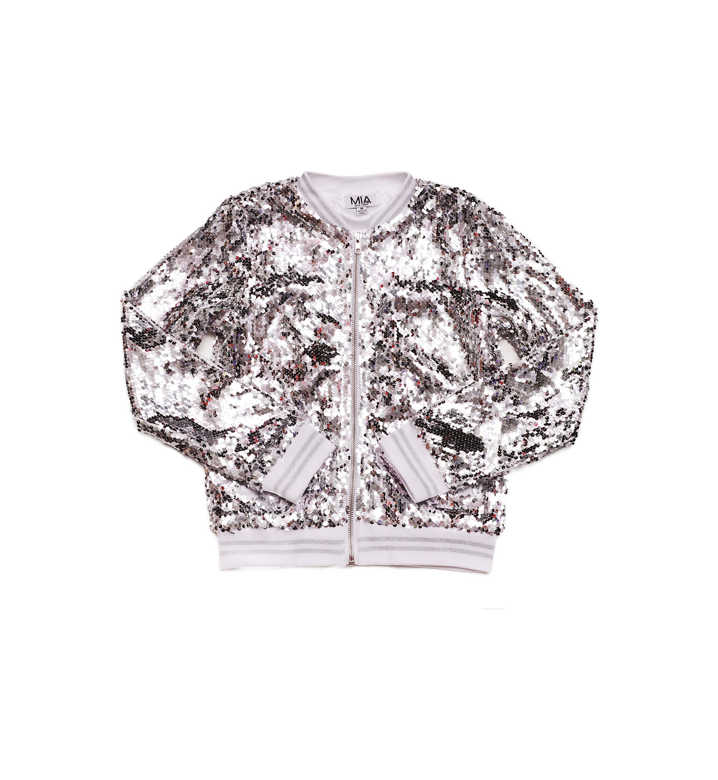 Girls 7-16 Disco Sequin Bomber Jacket