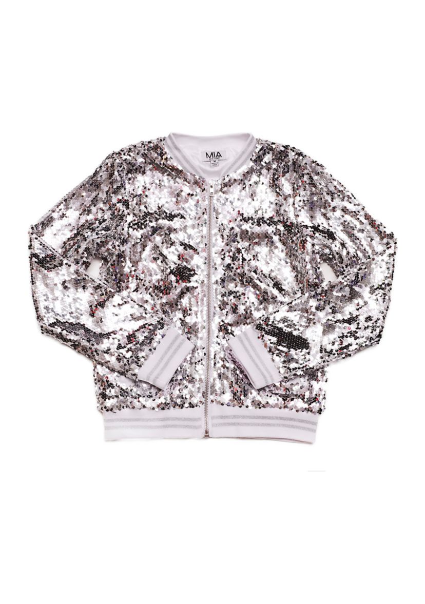Girls 7-16 Disco Sequin Bomber Jacket