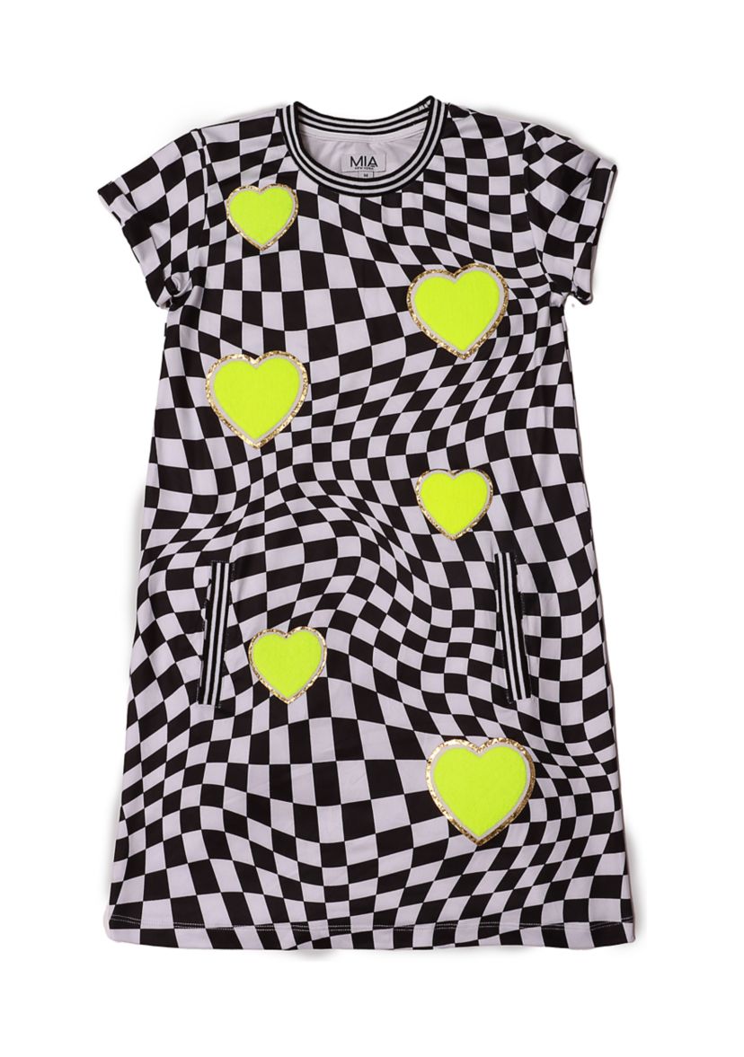 Girls 7-16 Groovy Hearts Printed Dress