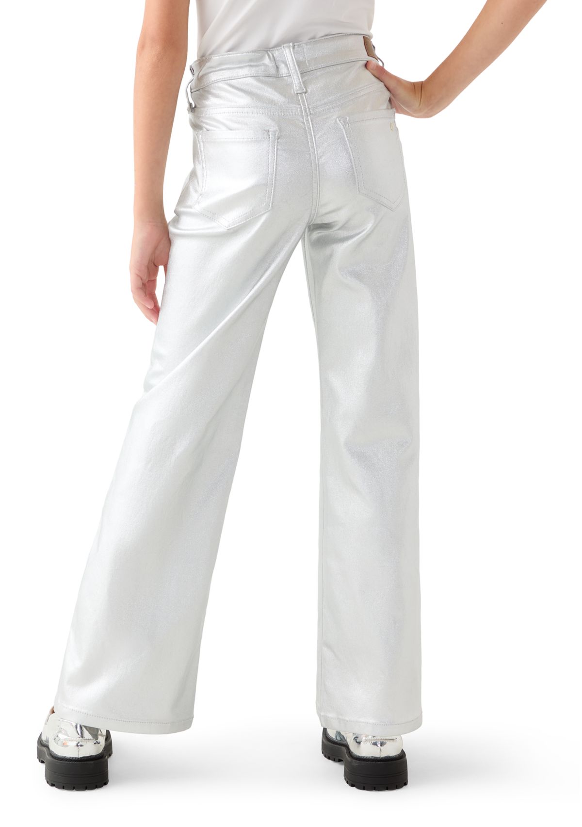 Girls 7-16 Silver Metallic Wide Leg Pants