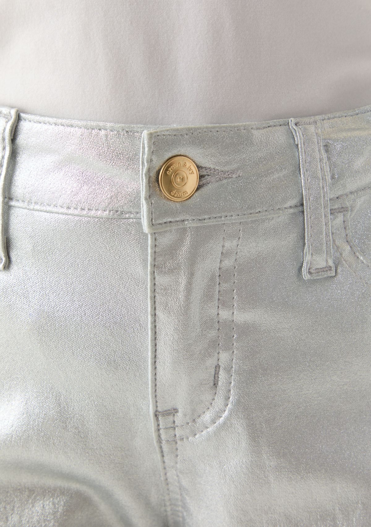 Girls 7-16 Silver Metallic Wide Leg Pants