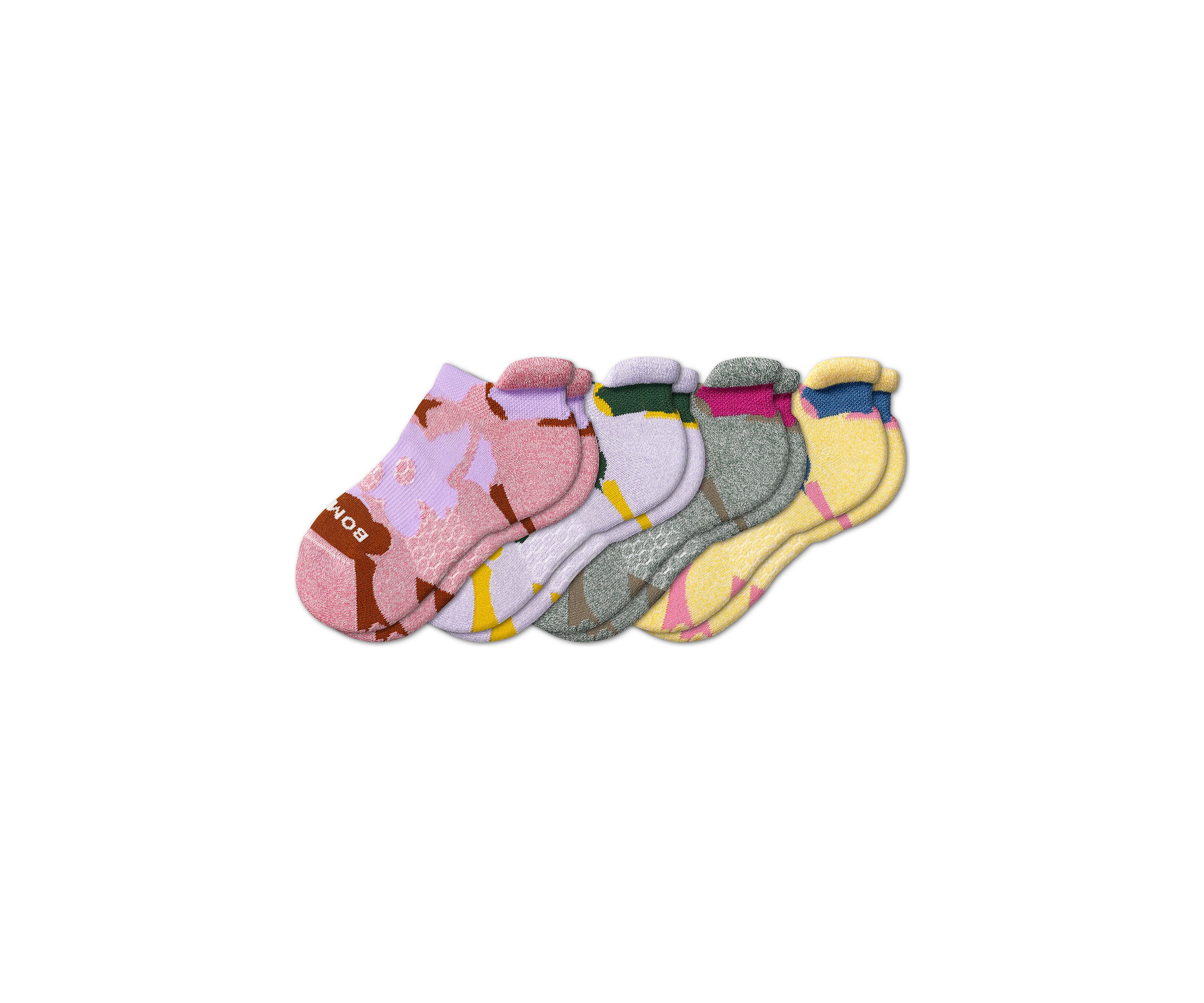 Youth Floral Ankle Socks - 4 Pack