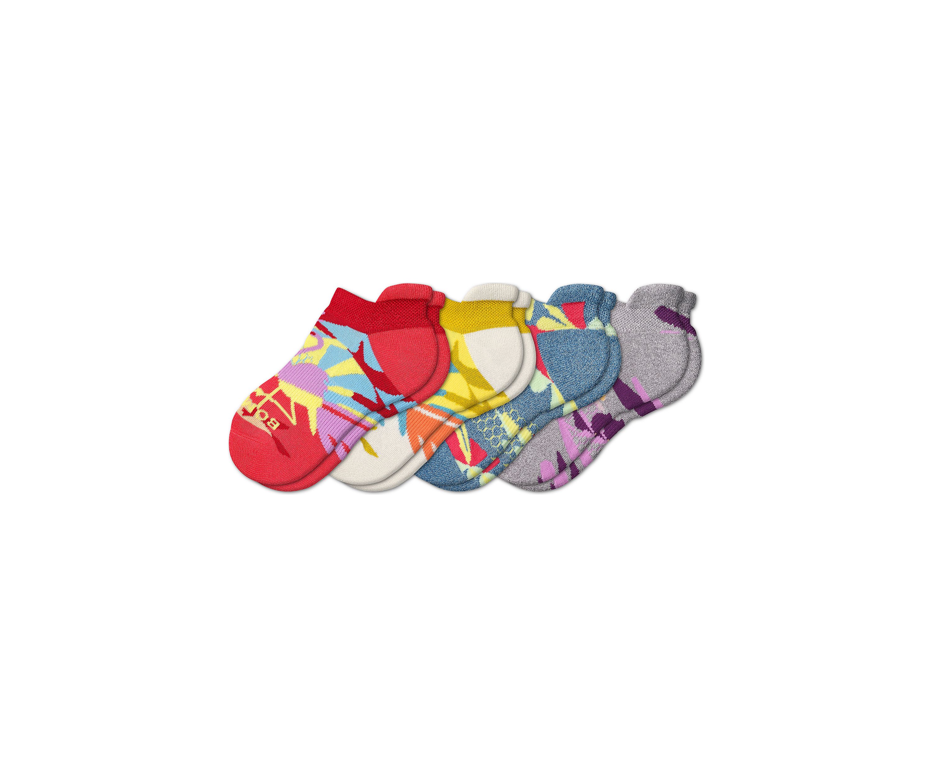 Youth Floral Ankle Socks - 4 Pack