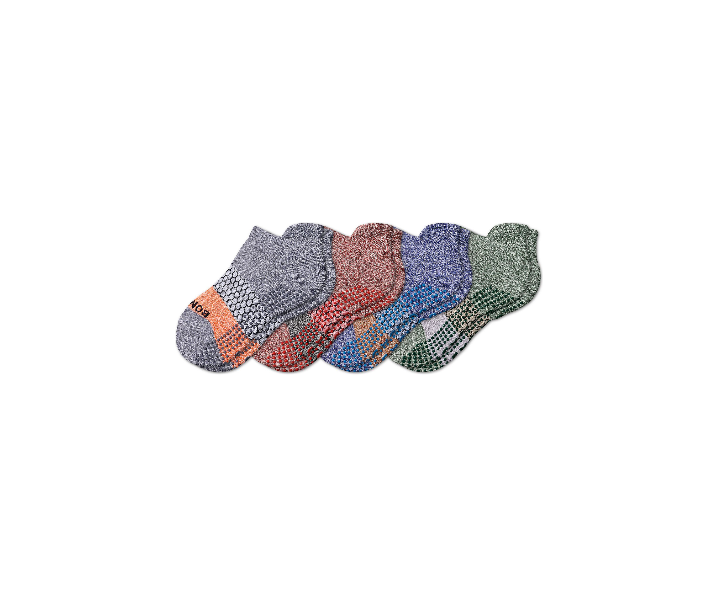 Youth Tri-Block Gripper Ankle Socks - 4 Pack