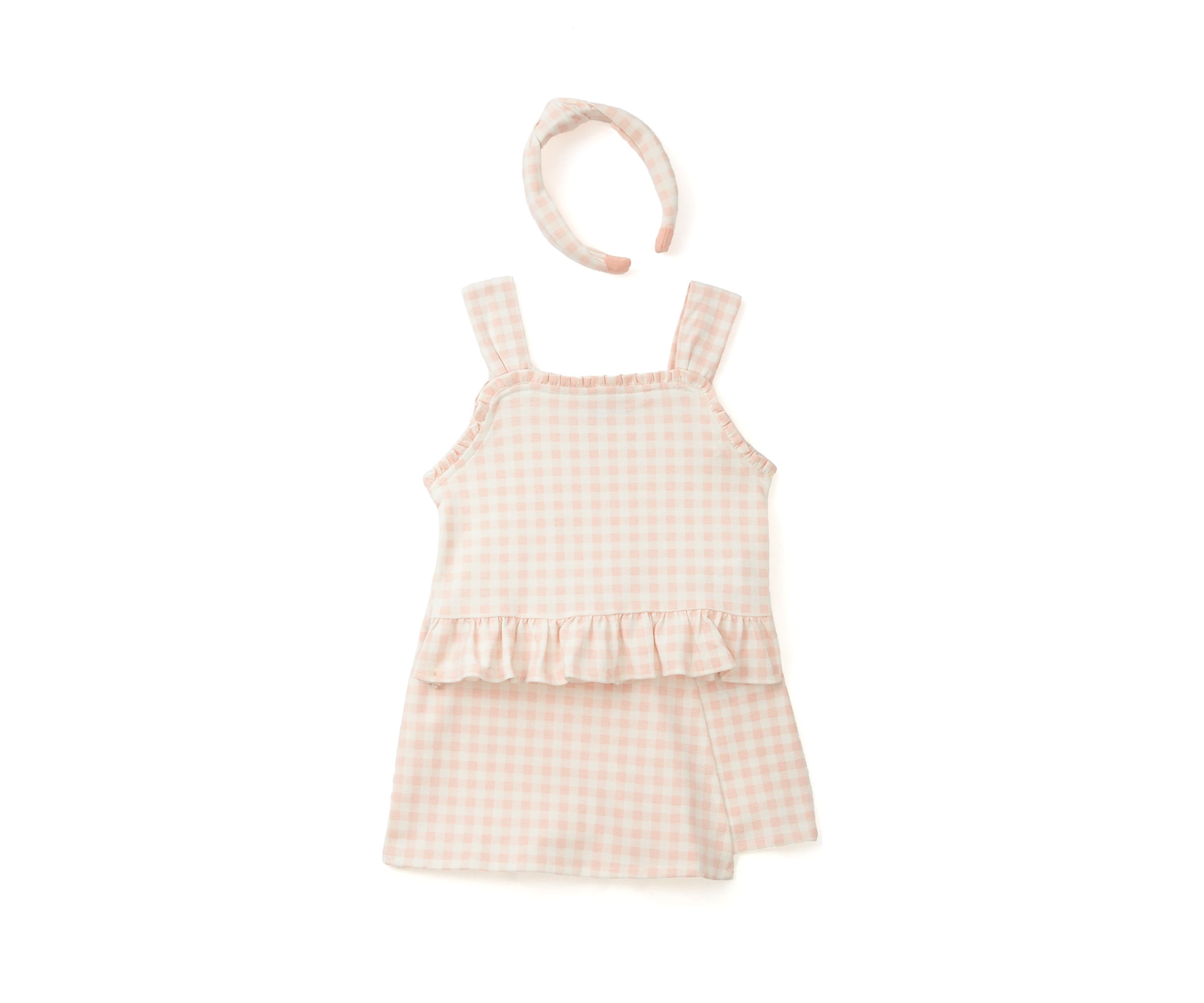 Girls 4-6x Gingham Wrap Skort Set
