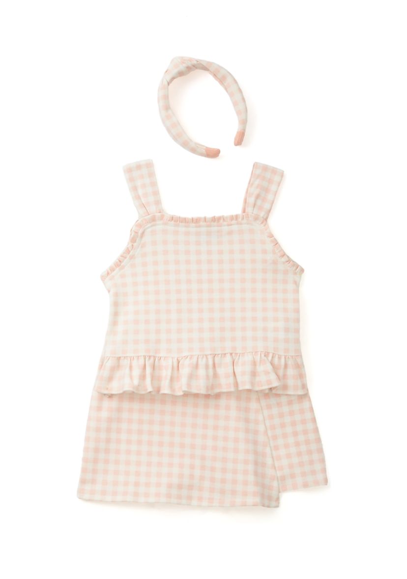 Girls 4-6x Gingham Wrap Skort Set