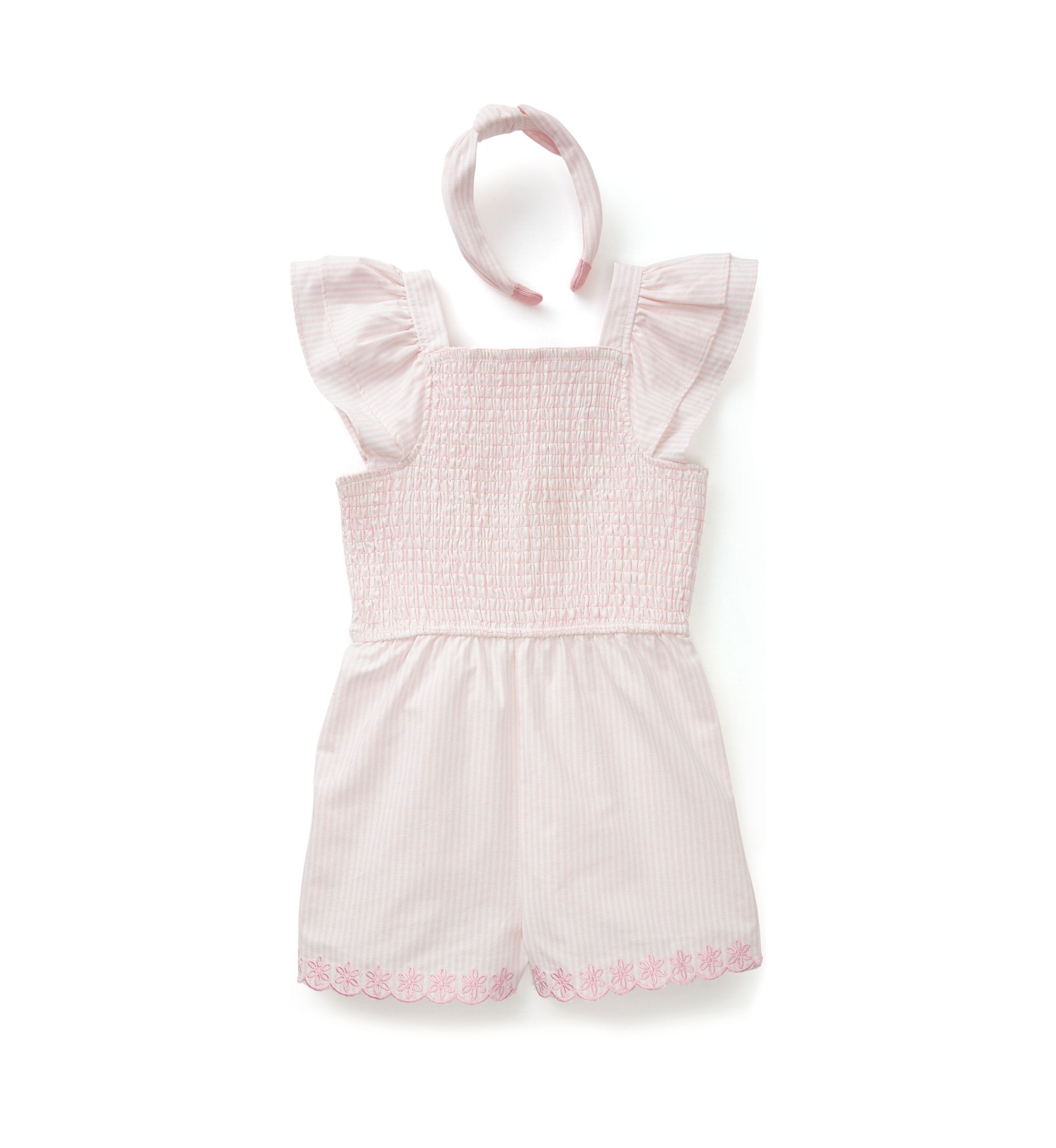 Girls 4-6x Eyelet Smocked Romper Set