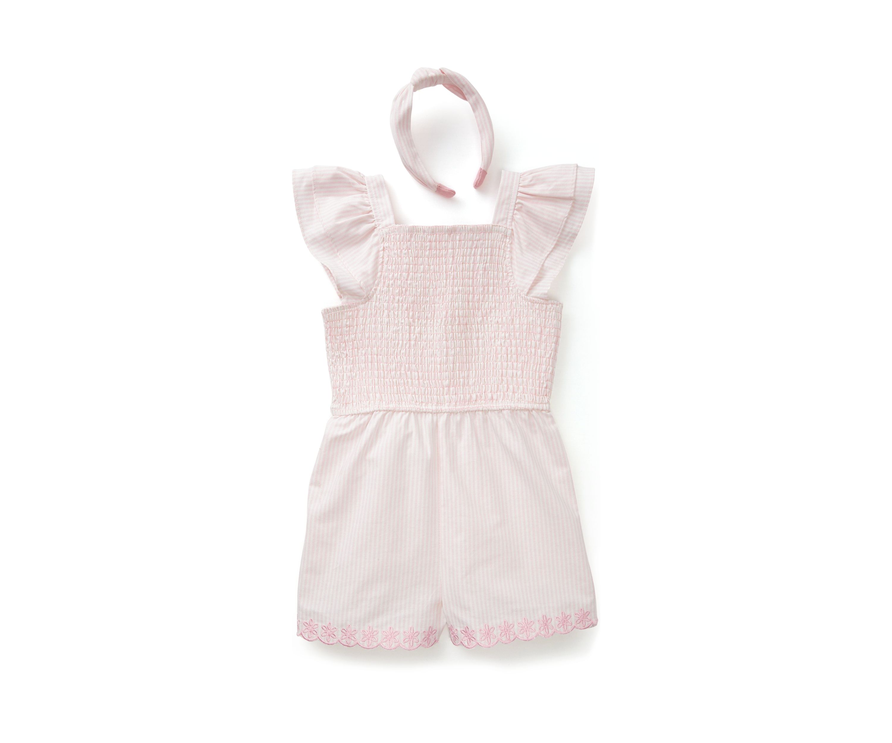 Girls 4-6x Eyelet Smocked Romper Set