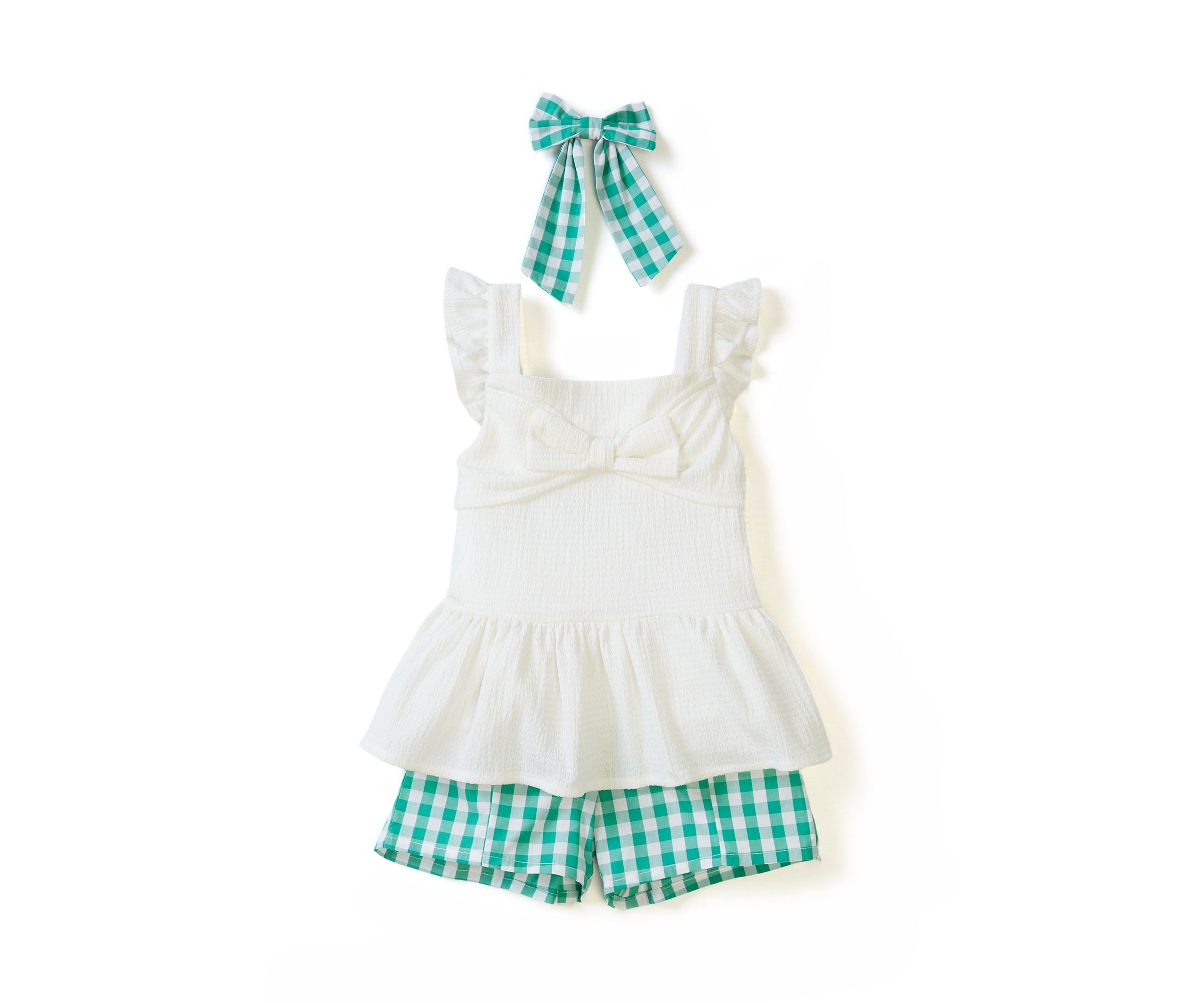 Girls 4-6x Eyelet Top and Gingham Skort Set