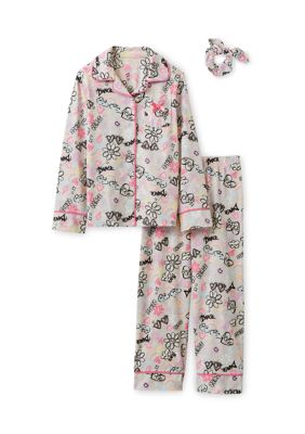 Betsey Johnson Girls 4-6x 3-Piece Pajama Set, Grey, 5