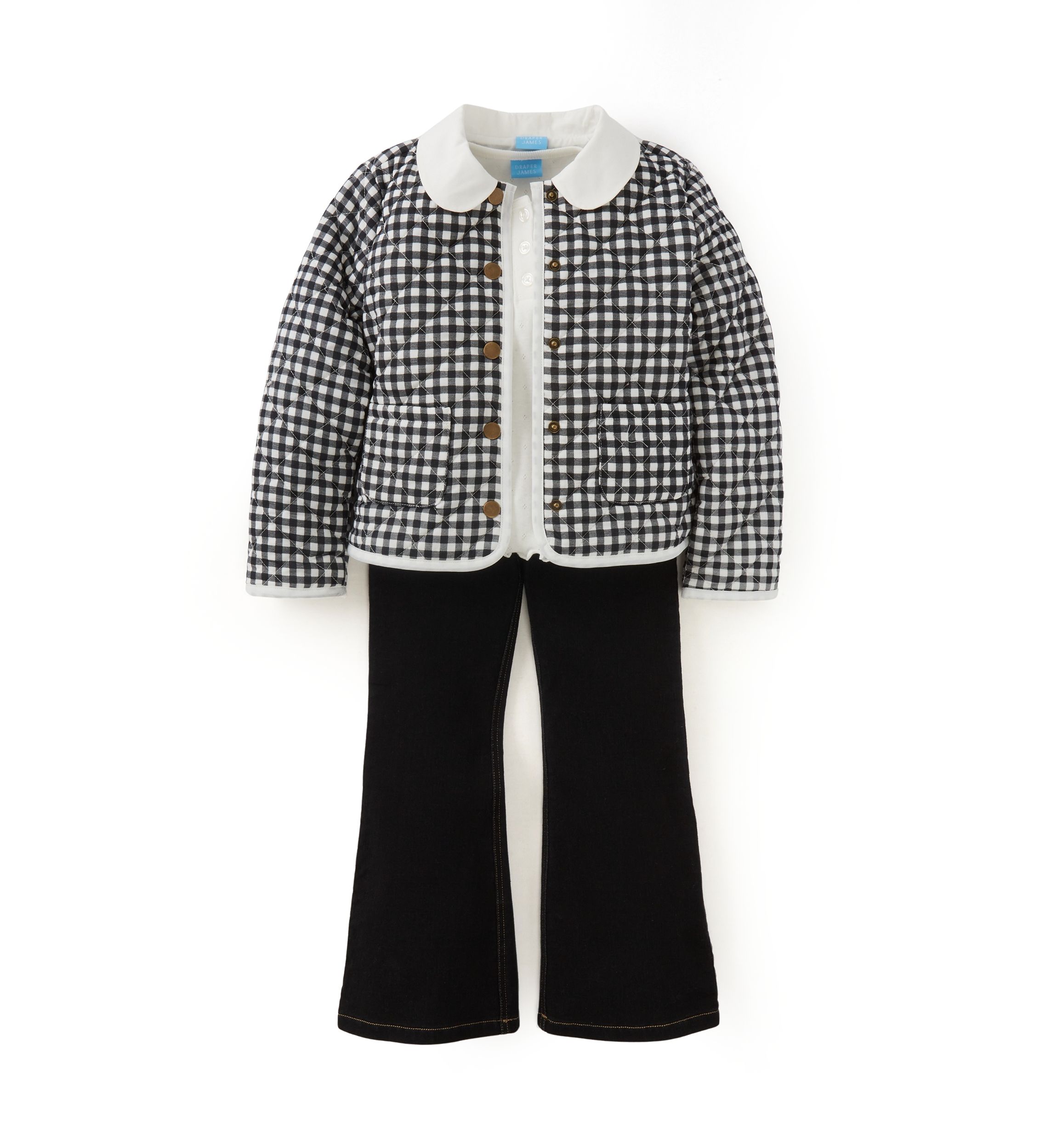 Girls 4-6x Black and White Quilted Jacket Set
