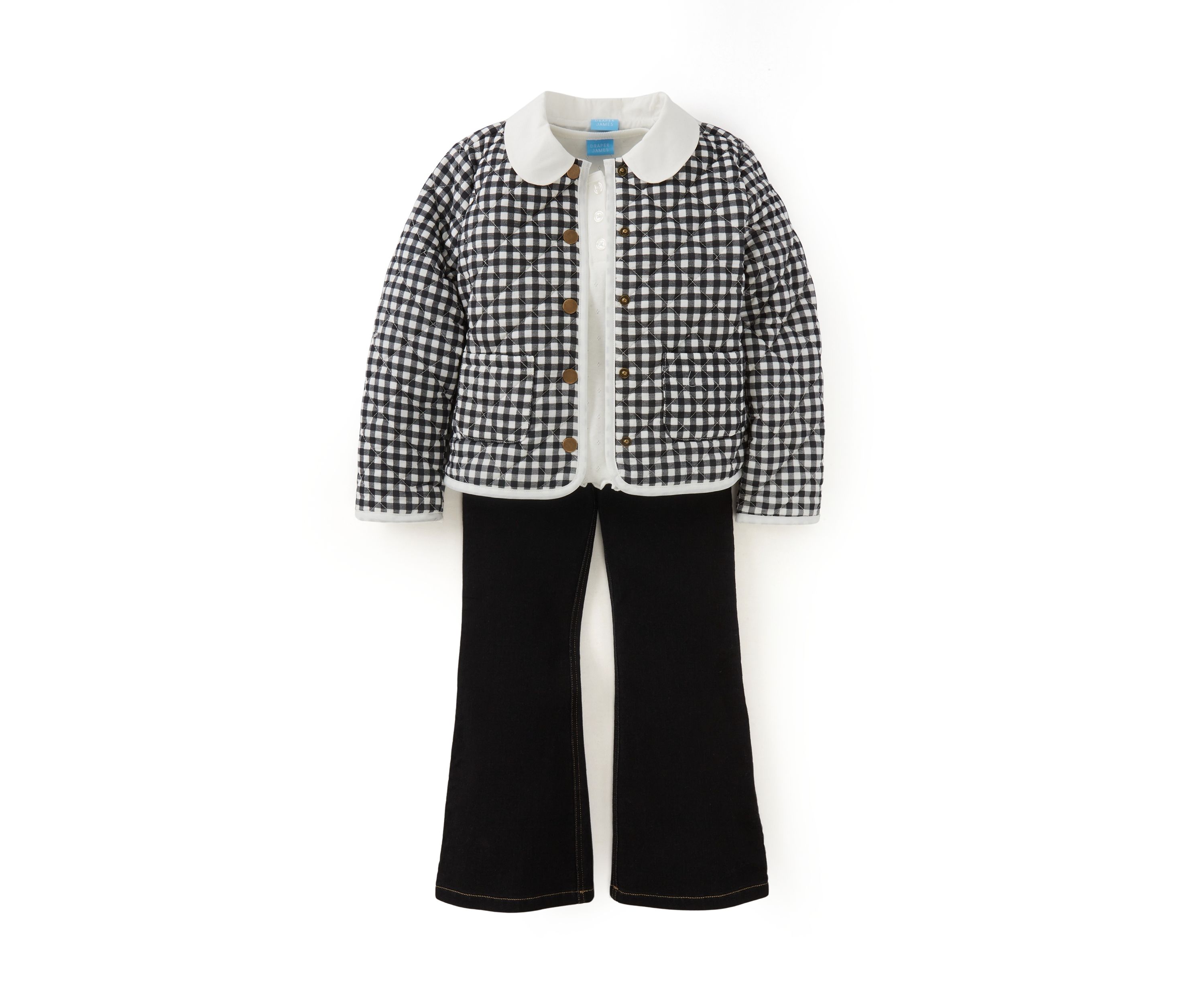 Girls 4-6x Black and White Quilted Jacket Set