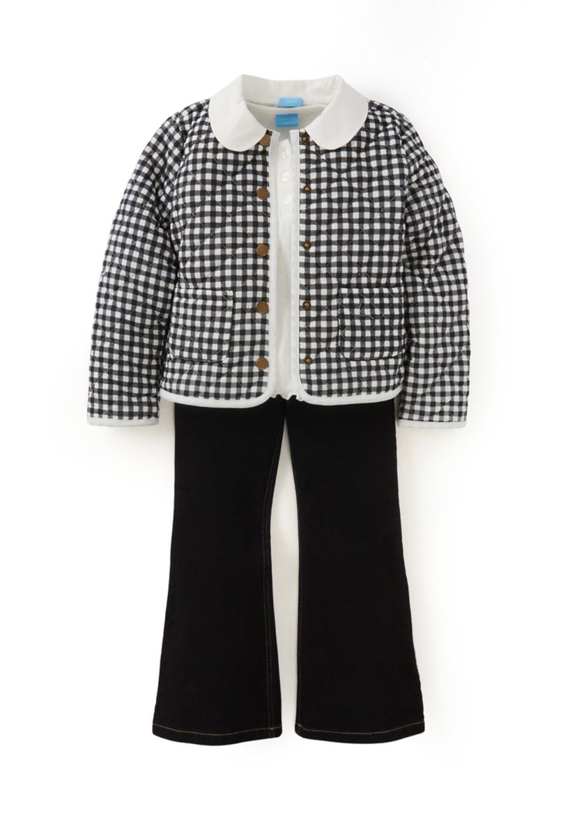 Girls 4-6x Black and White Quilted Jacket Set